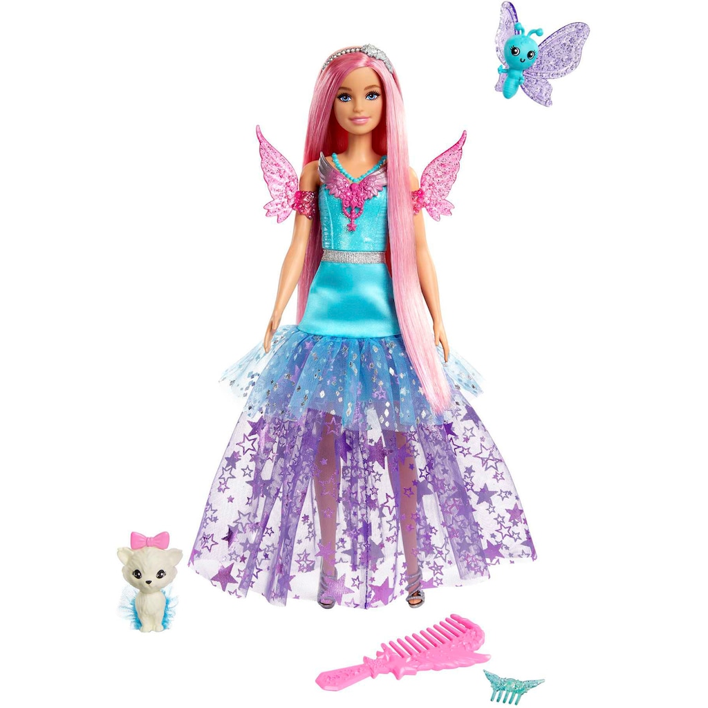 Barbie Anziehpuppe »Ein verborgener Zauber, Malibu-Puppe mit zwei märchenhaften Tieren«