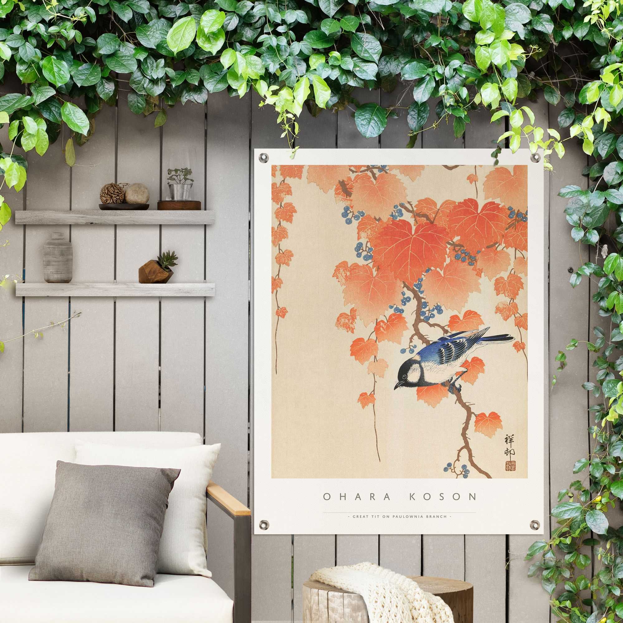Reinders! Poster »Ohara Koson Great tit«, Outdoor für Garten oder Balkon