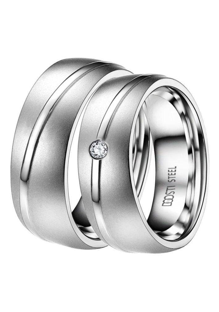 DOOSTI Trauring »Schmuck Geschenk Edelstahl Trauring Ehering Partnerring LIEBE«, Made in Germany - wahlweise mit oder ohne Zirkonia