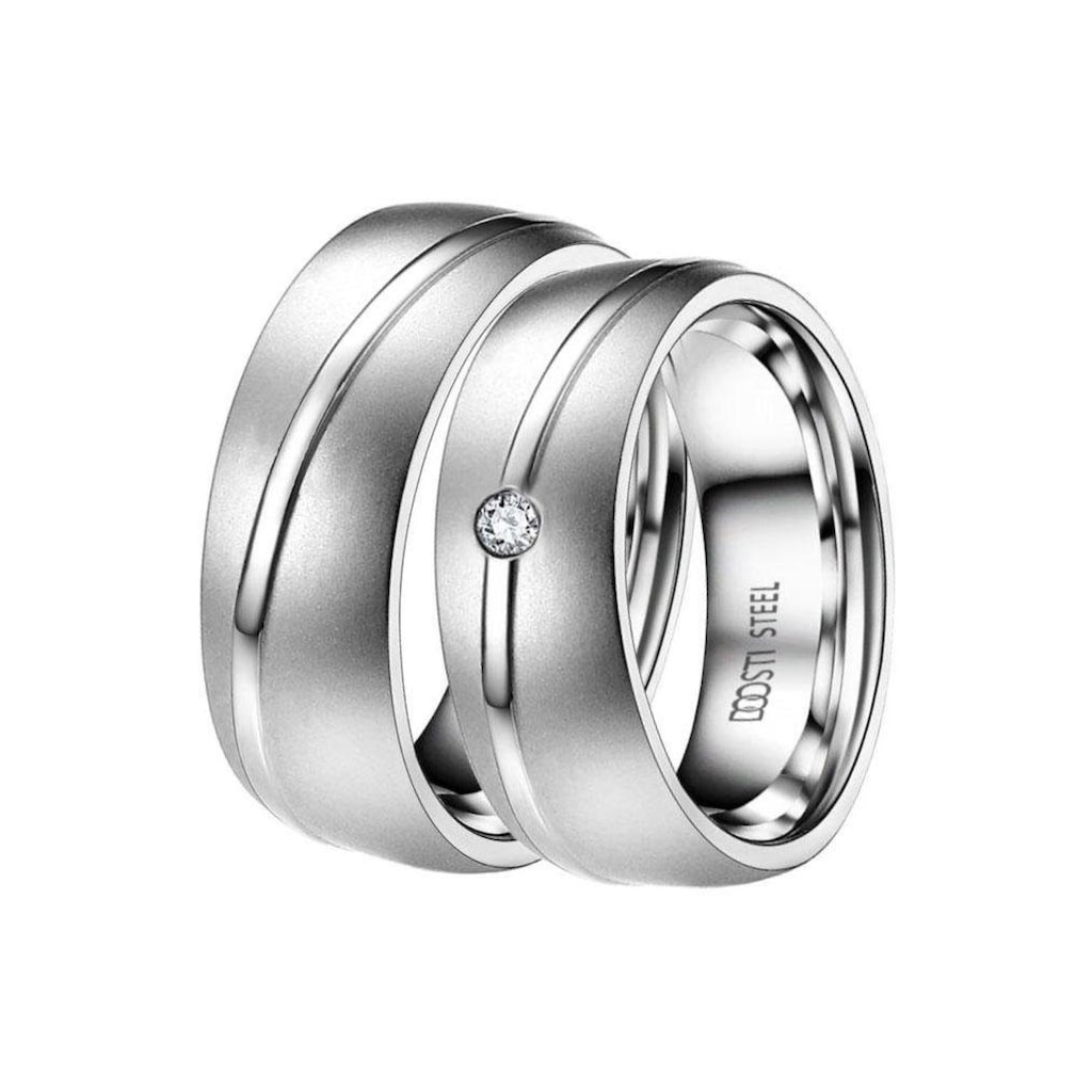 DOOSTI Trauring »Schmuck Geschenk Edelstahl Trauring Ehering Partnerring LIEBE«, Made in Germany - wahlweise mit oder ohne Zirkonia