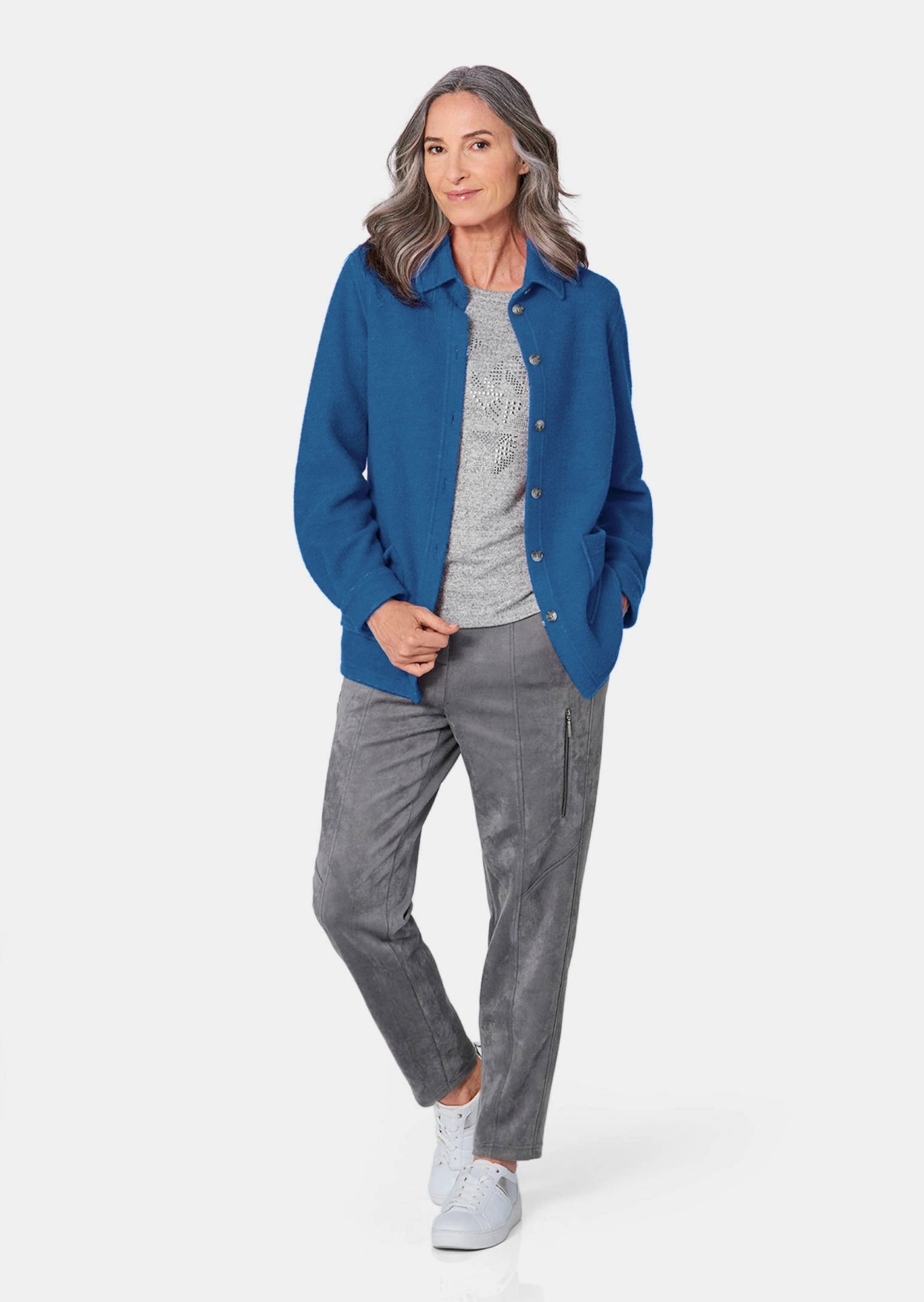 GOLDNER Sommerjacke »Lässige Wolljacke mit Hemdkragen« Knöpfe