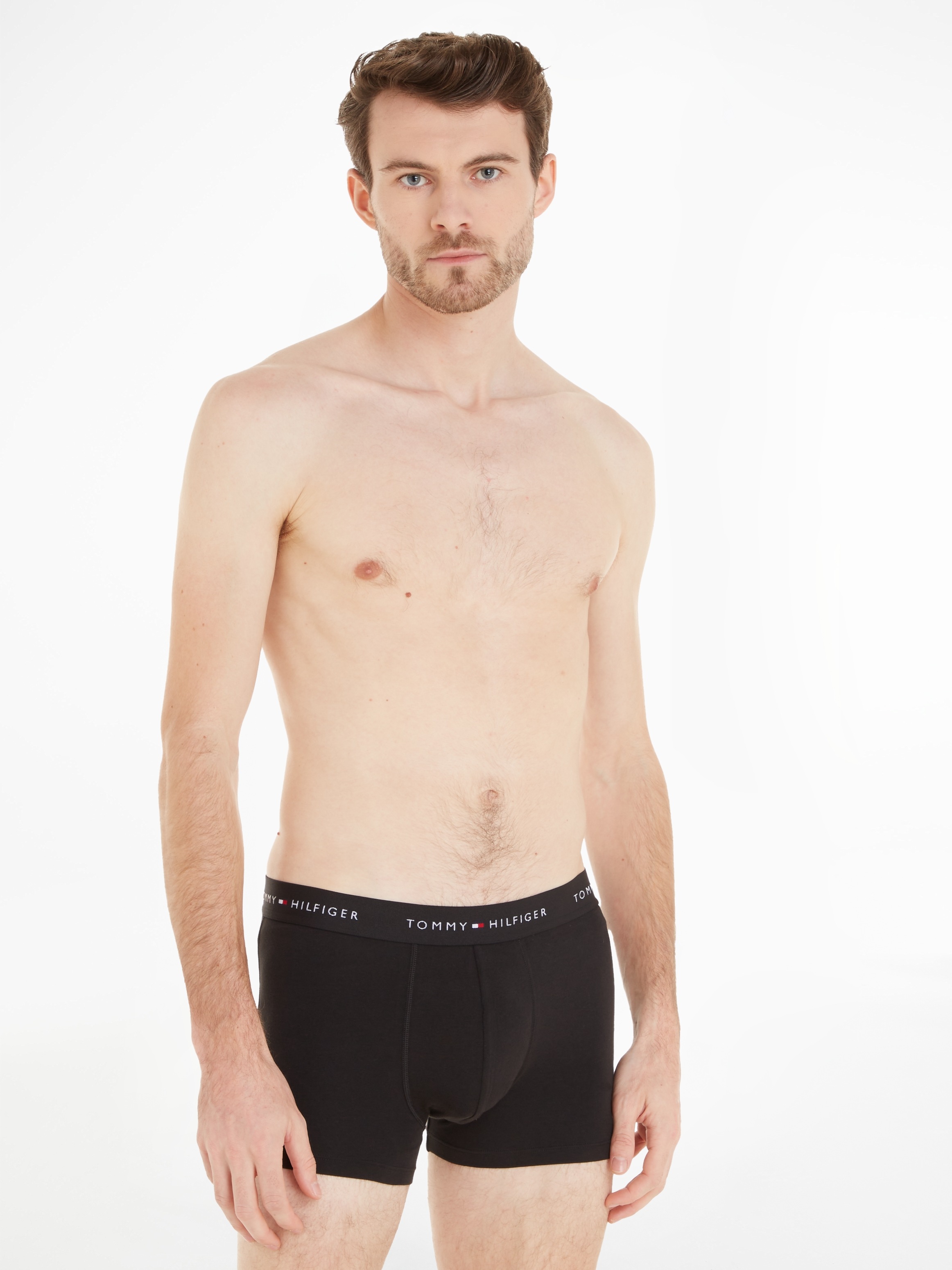 Tommy Hilfiger Underwear Boxer »TRUNK 3 PACK«, (3 St.), mit kontrastfarbenem Logobund