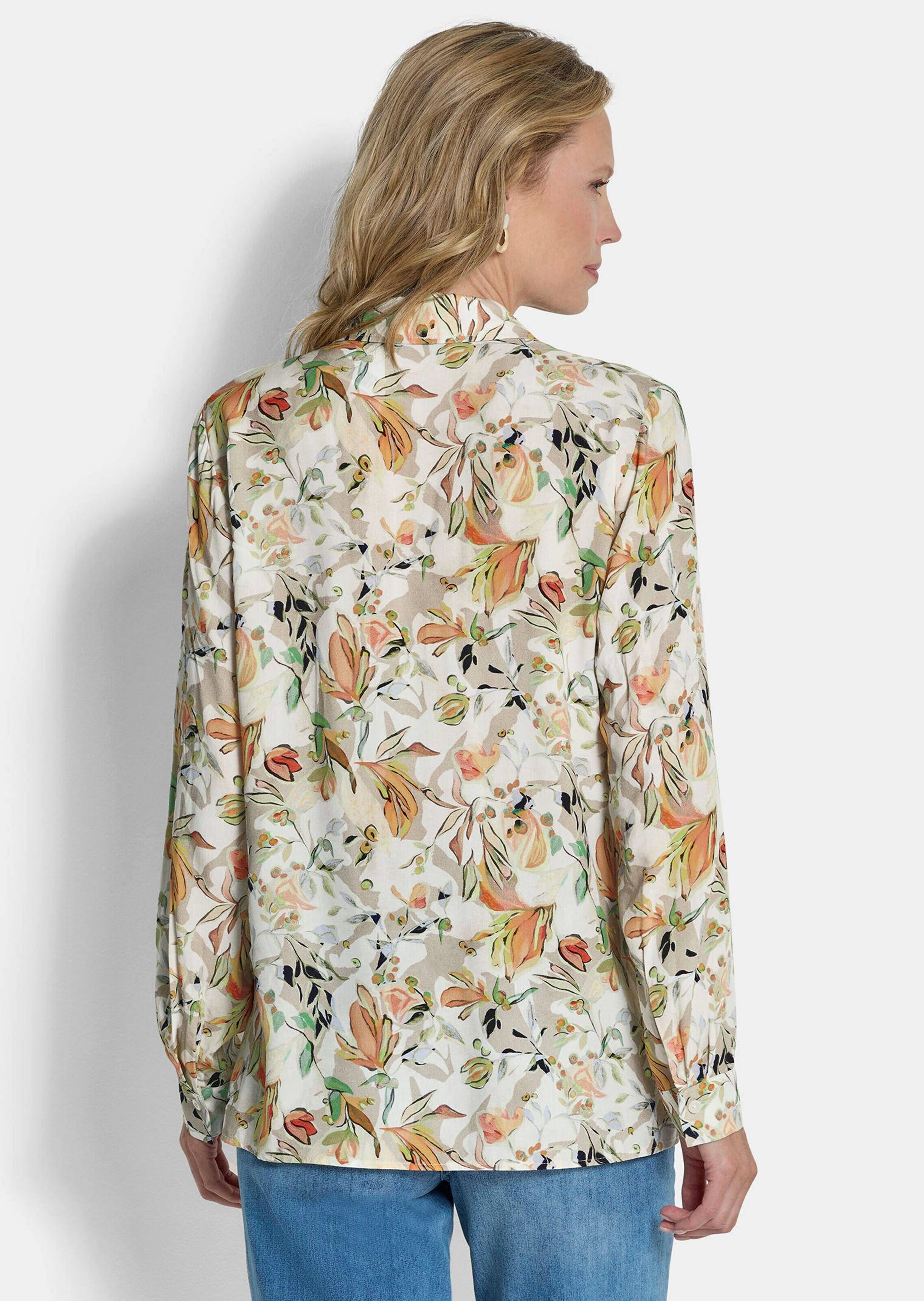 GOLDNER Hemdbluse »Viskosebluse mit floralem Muster« Schlitze an der seitennaht
