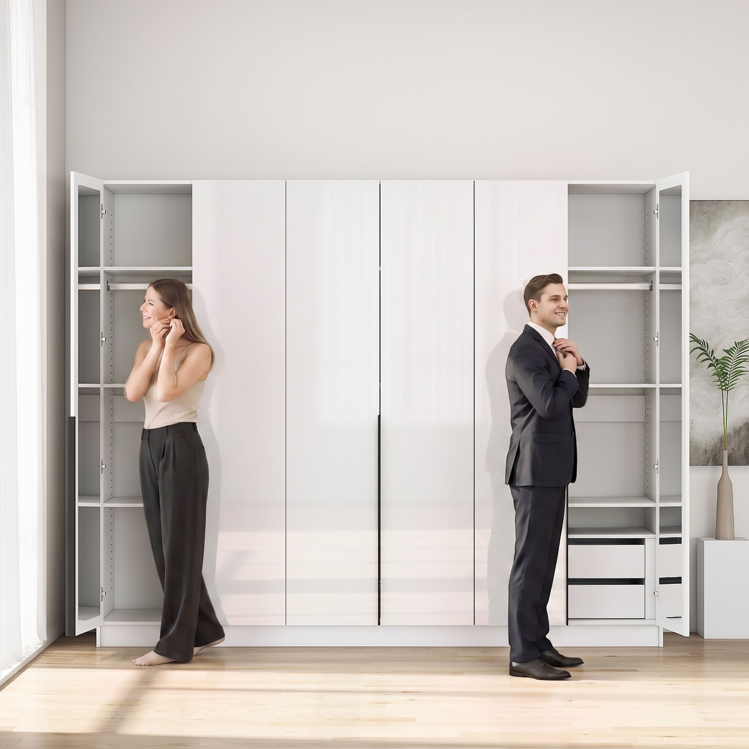 OTTO home Kleiderschrank »Annor Schlafzimmerschrank Breite 242cm hochglanz Schrank Garderobe« Drehtürenschrank mit perfekter Innenausstattung - elegante Türgriffe