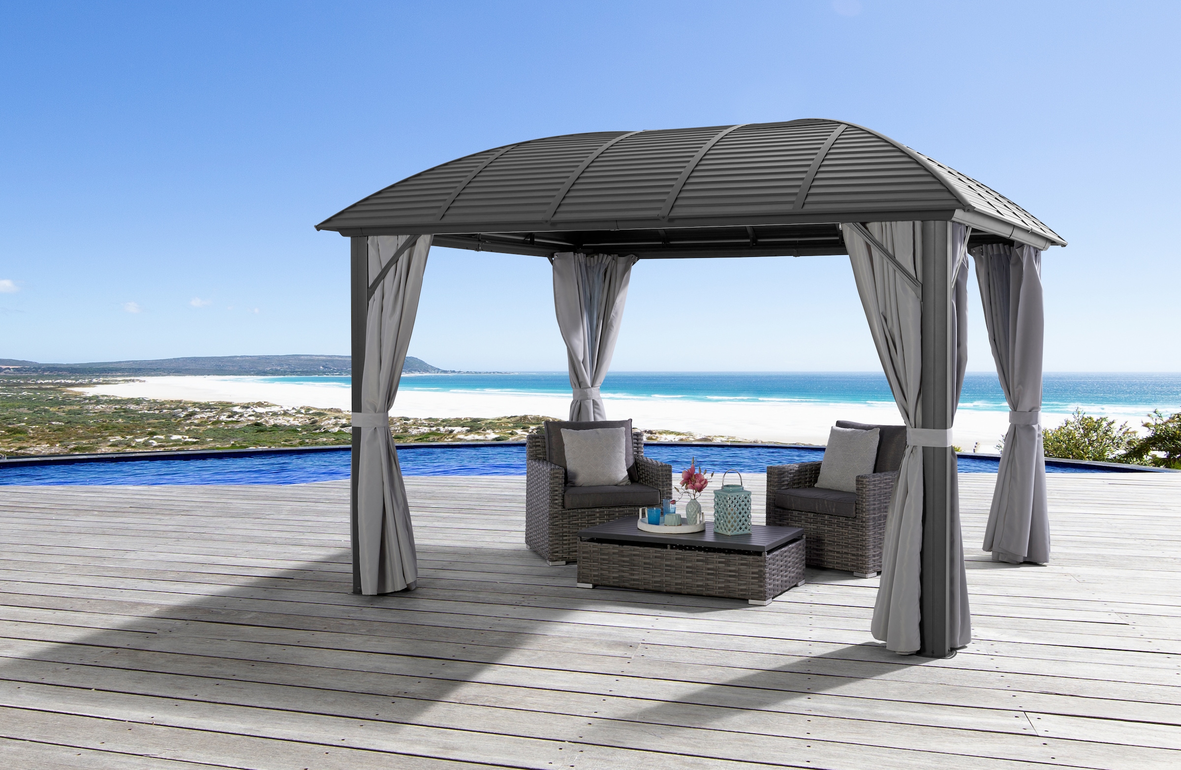 KONIFERA Pavillon »Juni«, BxT: 300x365 cm oder 300x425 cm, Aluminiumgestell