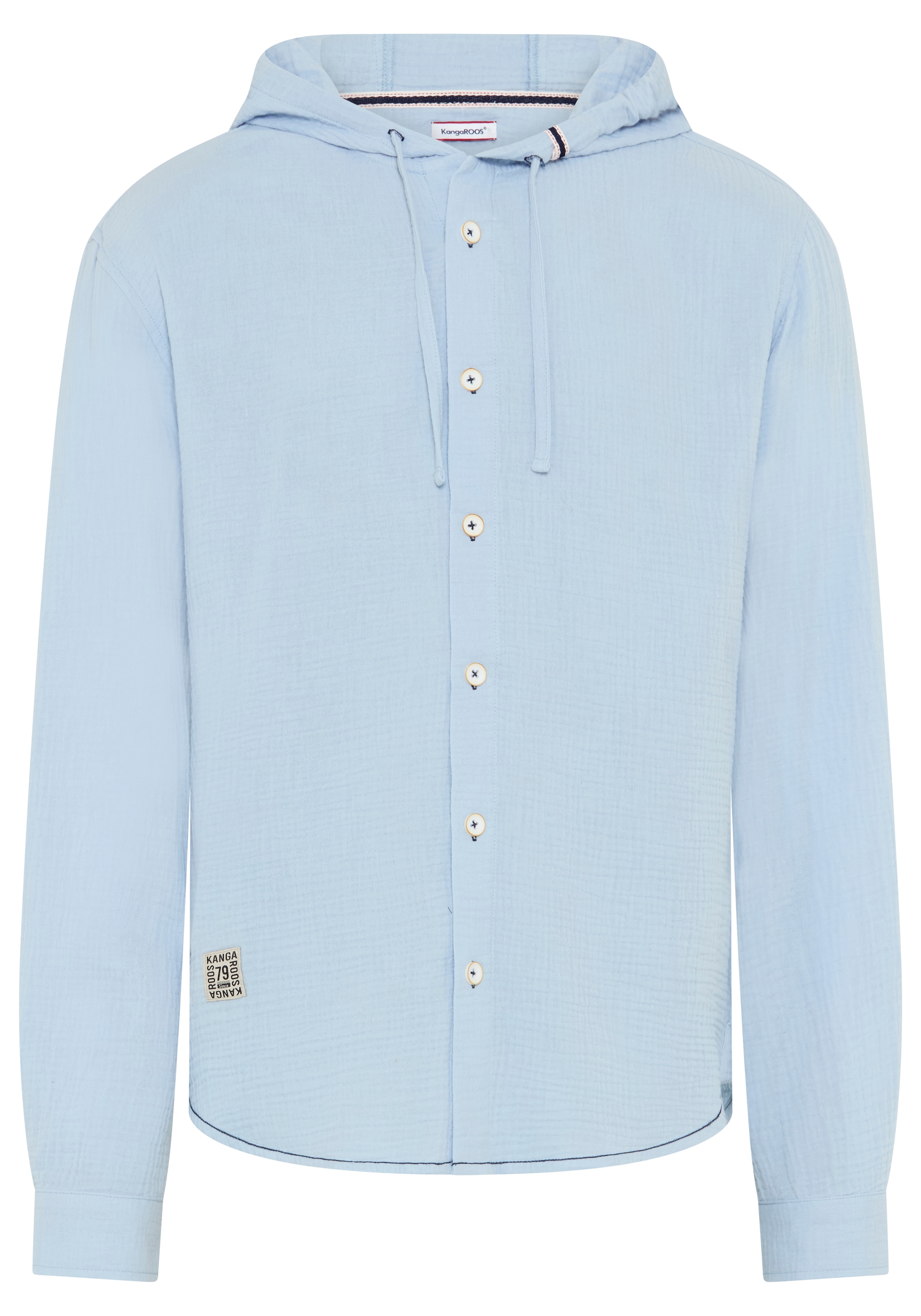 KangaROOS Kapuzenhemd Langarm mit Ärmelschlitz, für Casual- und Streetwear, aus Baumwolle