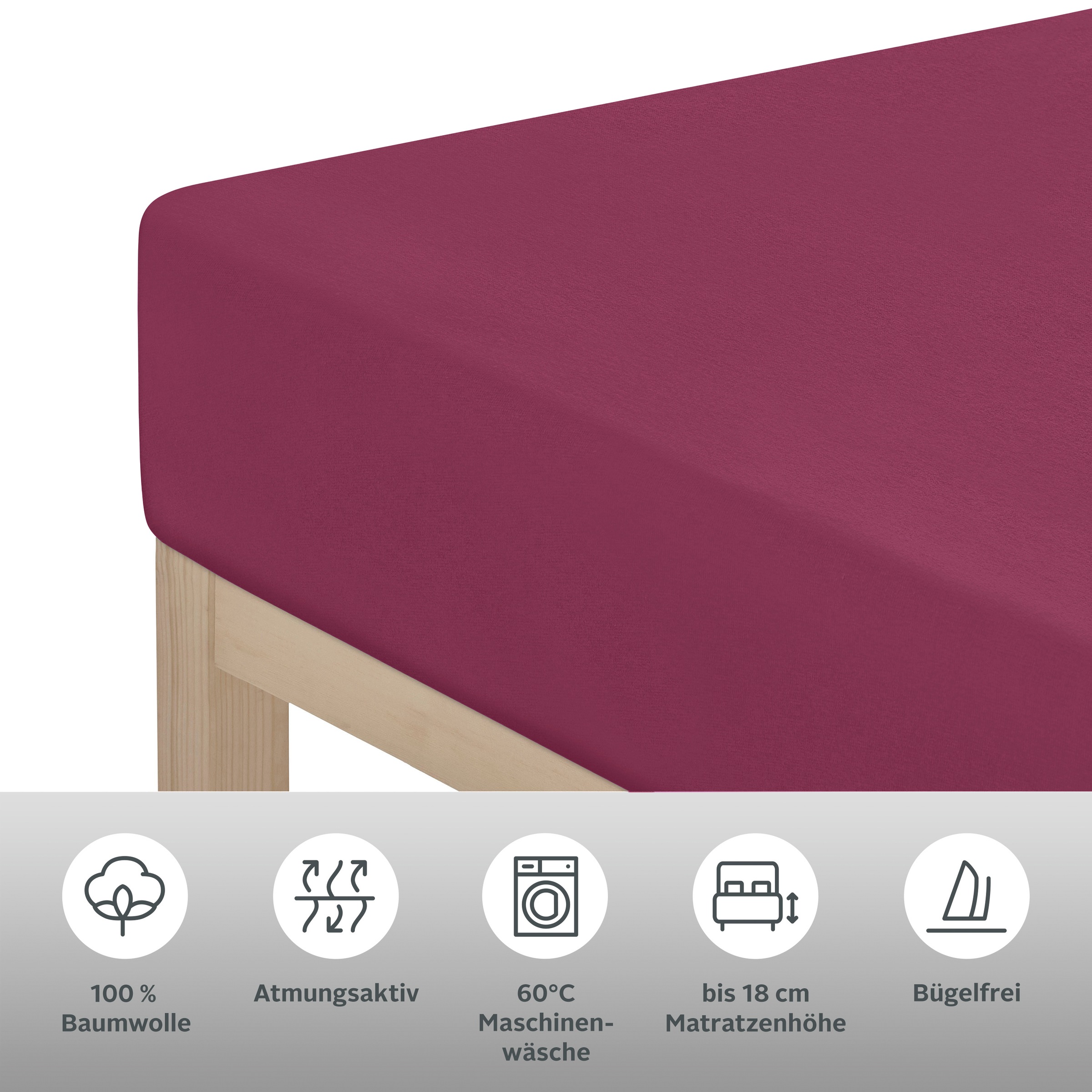 OTTO home Spannbettlaken »PHYSALIS Comfort 100% Baumwolle, 150 g/m²« Bettlaken bis 20 cm Matratzenhöhe, weich, bügelfrei, optimaler Sitz
