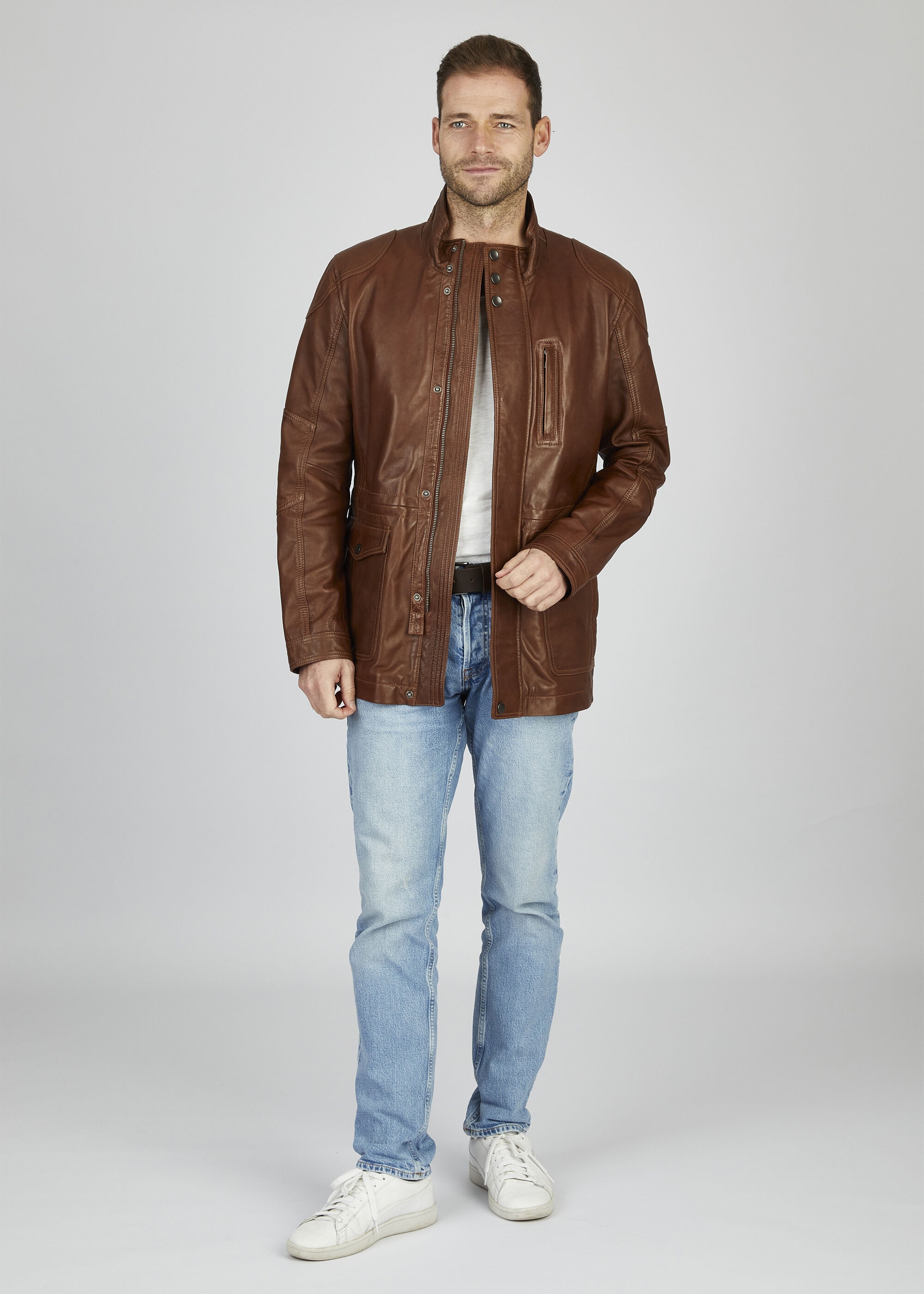 bugatti Blouson »BUANDIAMO« ohne Kapuze mit Druckknopfleiste und Stehkragen