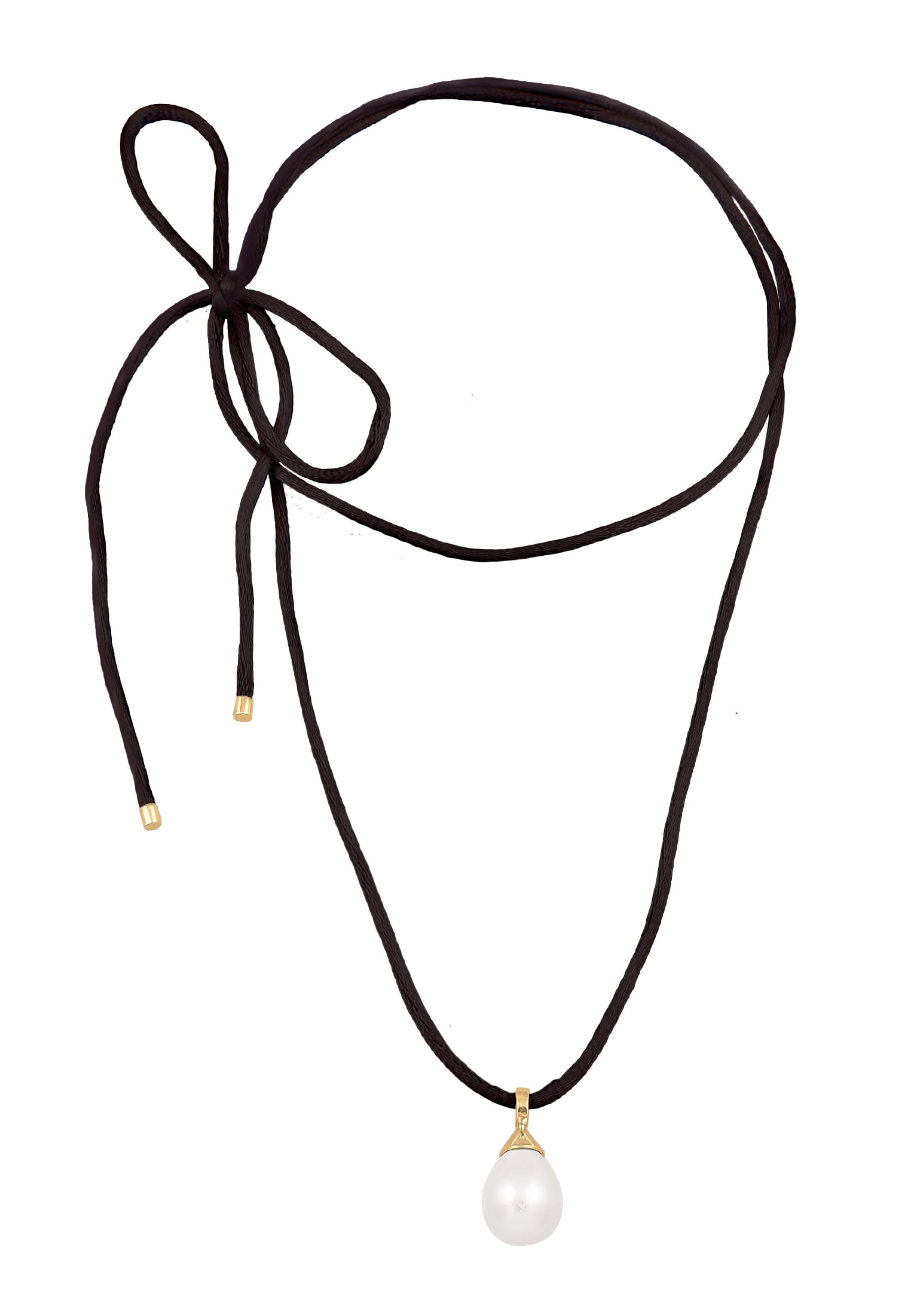Elli Silberkette »Halskette Muschelkernperle Tropfen Satinband 925 Silber«