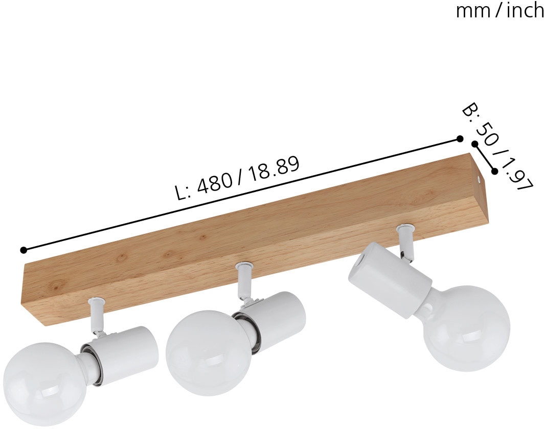 EGLO Deckenspot »TOWNSHEND 3«, 3 flammig, Leuchtmittel E27 | Leuchtmittel wechselbar-ohne Leuchtmittel, Vintage Deckenspot im Industrial Design, Retro Lampe, E27 Fassung