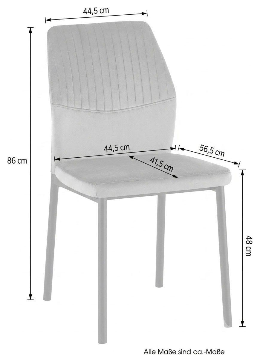 OTTO home Esszimmerstuhl »Nora, 4er-Set« (Set) 4 Stk.moderne Samtstühle mit Kontrastnähten und schwarzem Metallgestell