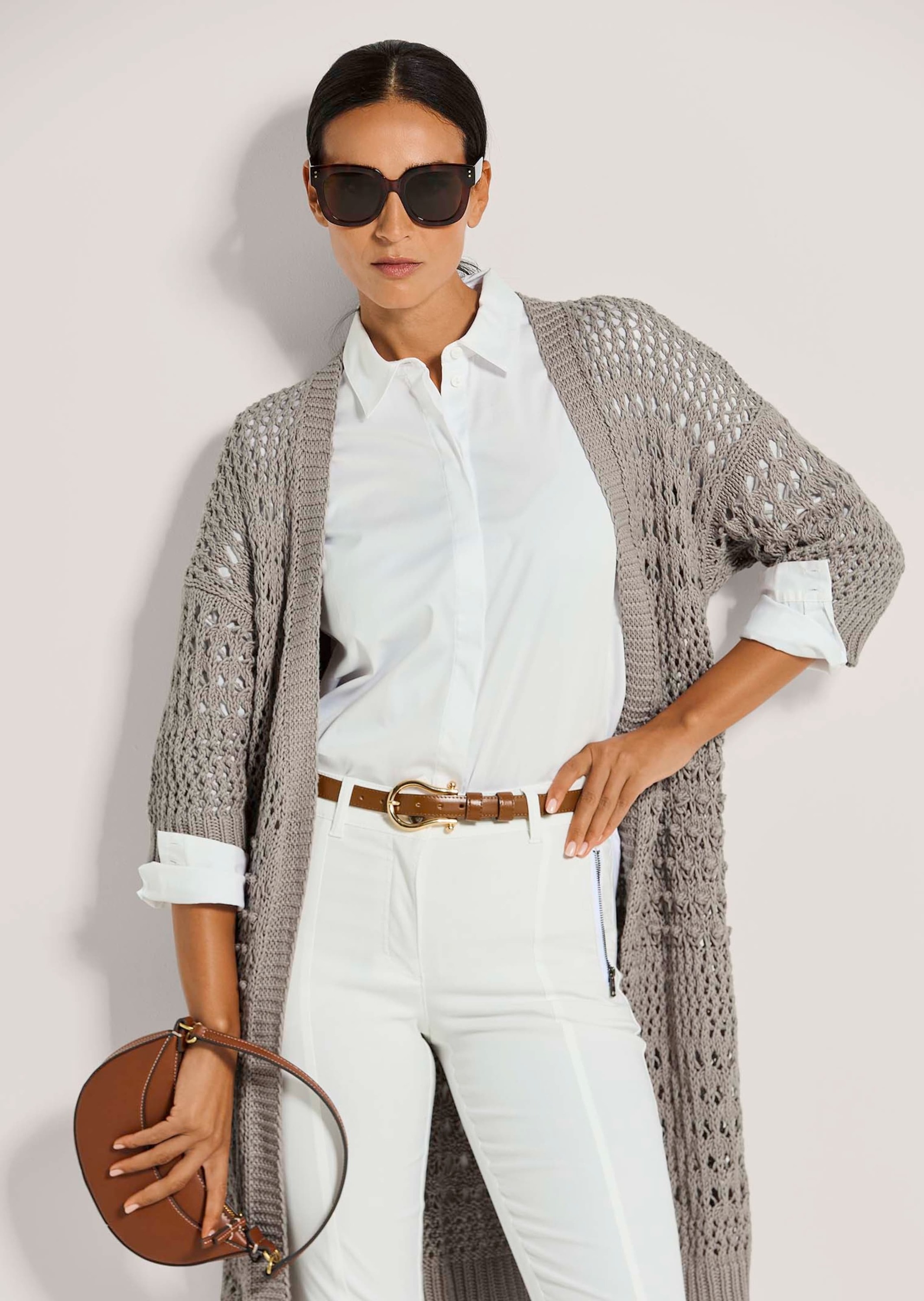 MADELEINE Strickjacke »Strickjacke Lange Strickjacke mit Ajour-Muster«