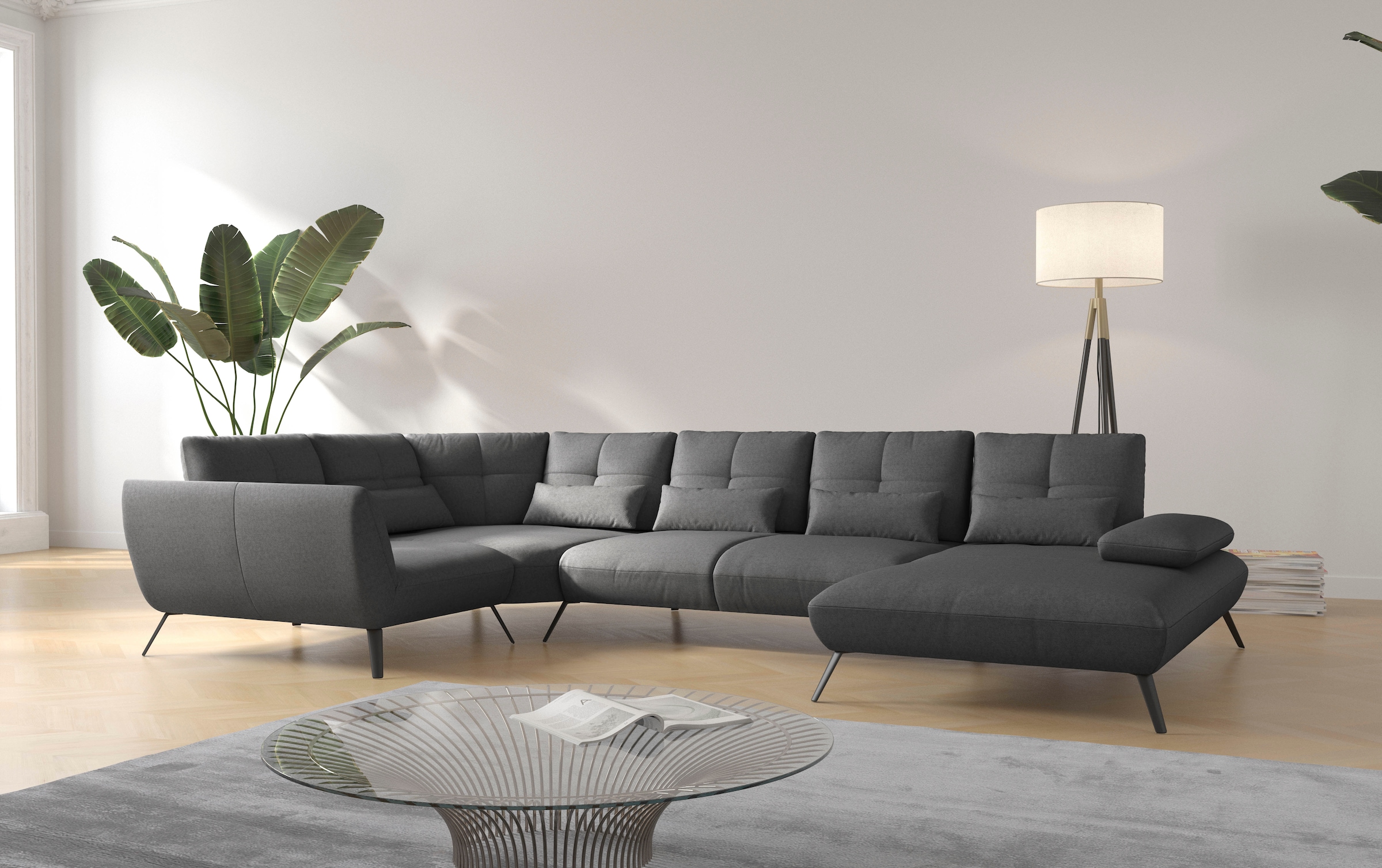 OTTO home Wohnlandschaft »Mikado U-Form« inkl. Sitztiefenverstellung und Armteilverstellung