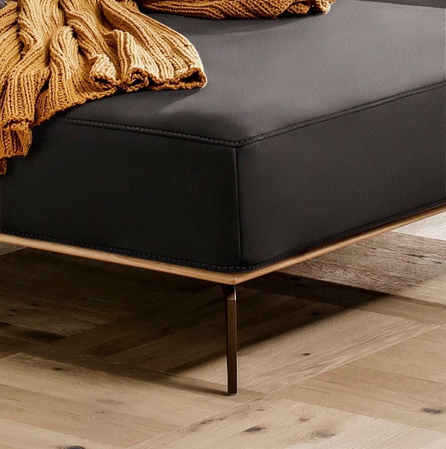 W.SCHILLIG Ecksofa »run, Designsofa mit tollem Sitzkomfort, L-Form«, mit Holzsockel, Füße in Bronze pulverbeschichtet, Breite 299 cm