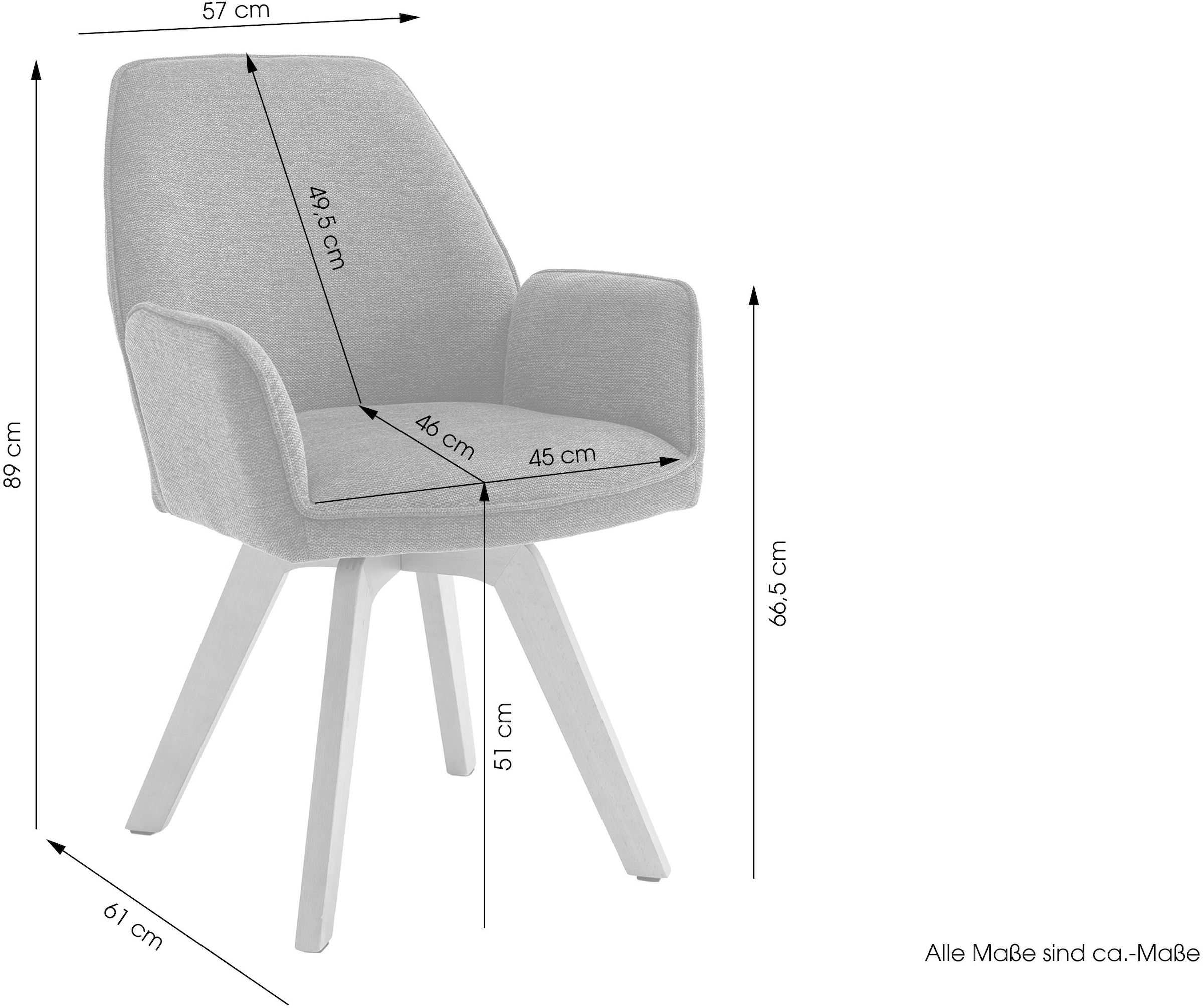 byLIVING Esszimmerstuhl »Tony« (Set) 2 Stk. Webstoff mit Massivholzgestell eichefarbig, 360 Grad drehbar, hoher Sitzkomfort
