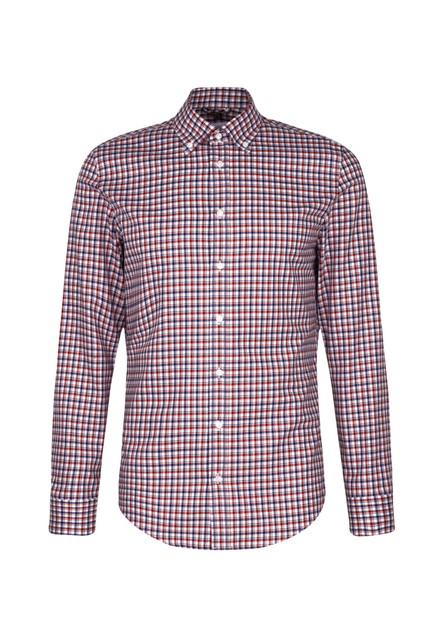 seidensticker Businesshemd »Slim«, Slim Langarm Button-Down-Kragen Karo