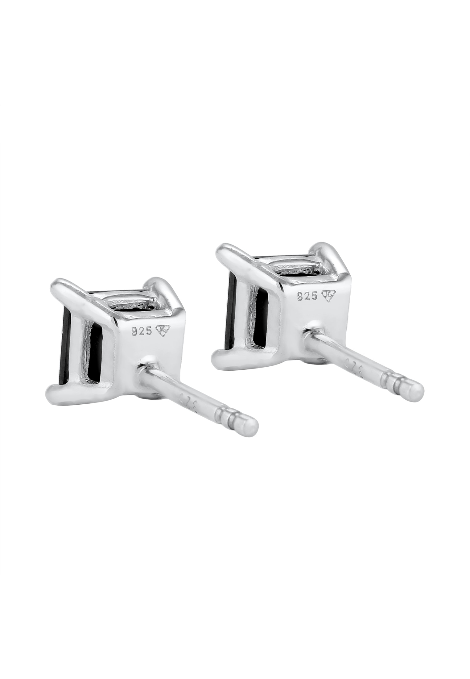 Kuzzoi Paar Ohrstecker »Ohrringe Ohrstecker Quadrat Zirkonia Schwarz 925 Sterling Silber«