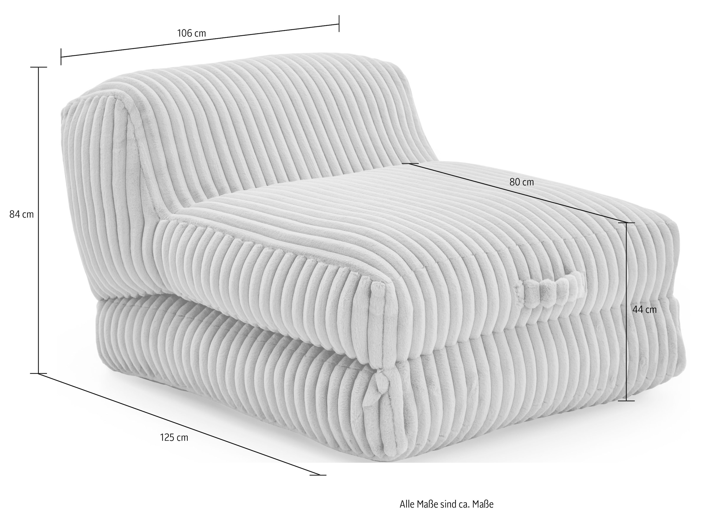 INOSIGN XXL-Sessel »Pia«, Loungesessel Megacord, 2 kaufen OTTO Größen, in und Schlaffunktion bei Pouf-Funktion