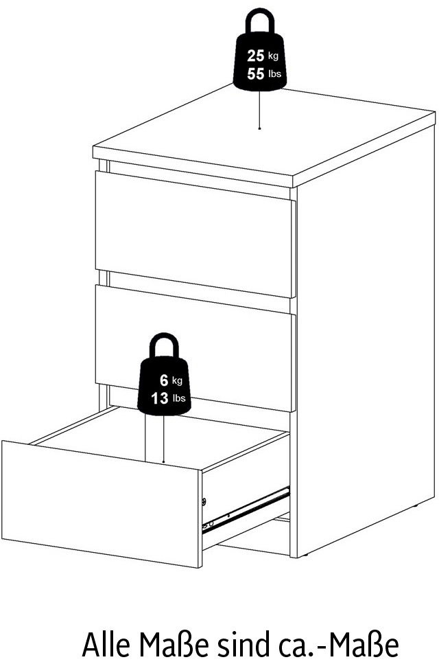 INOSIGN Kommode »Naia«, Elegante und modernes Sideboard mit 3 geräumigenSchubladen