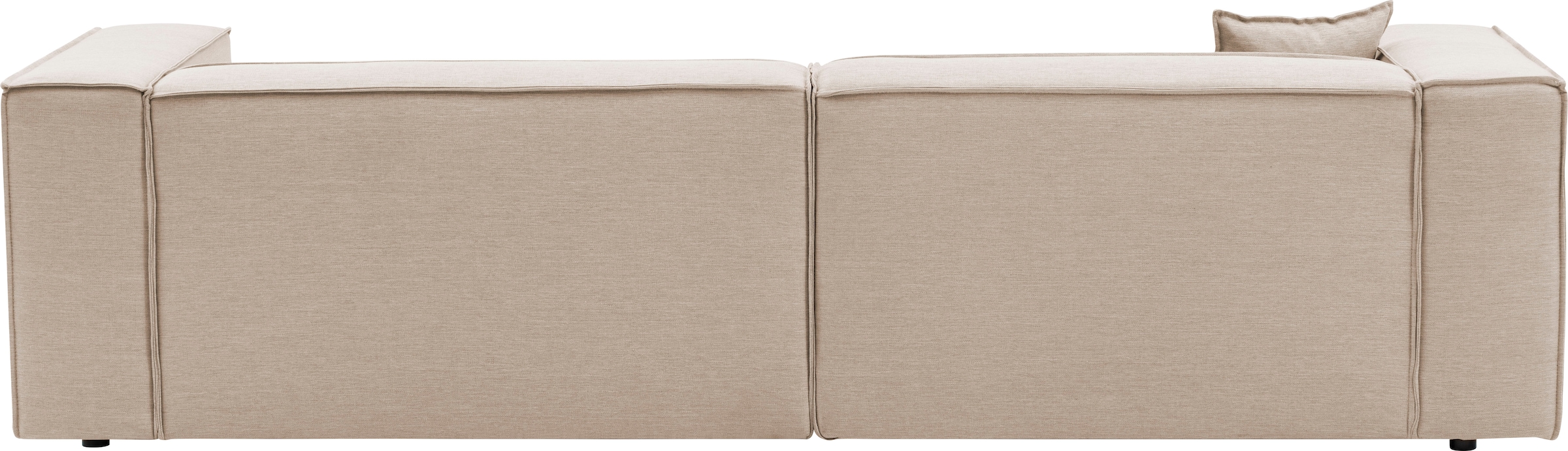 LeGer Home by Lena Gercke Ecksofa »PIARA mit Kedernaht in Cord oder Leinenoptik, moderne Couch in L-Form«, wahlweise Ottomane rechts/links, schwarze Füße, bequemer Sitzkomfort