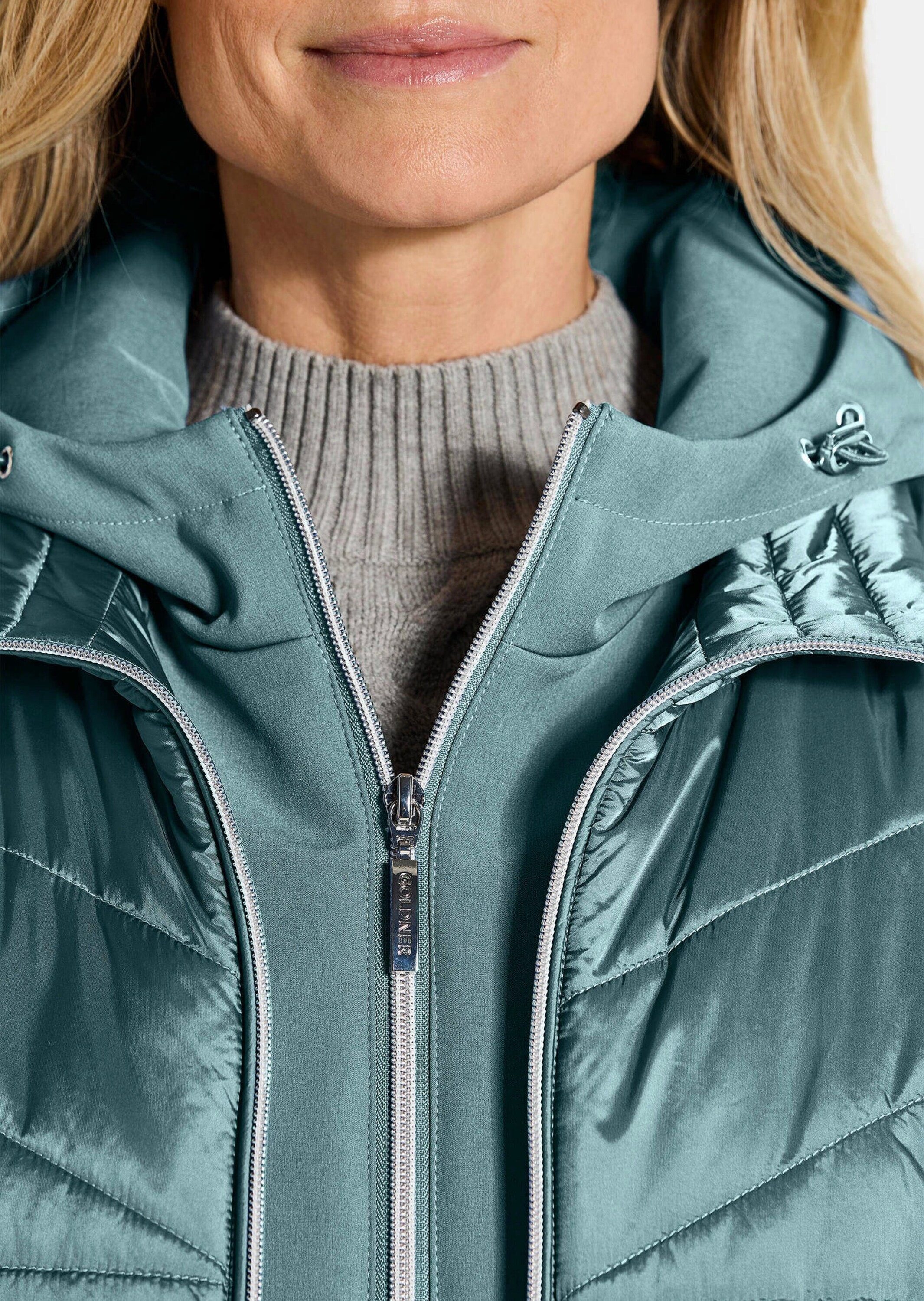 GOLDNER Kurzjacke »Kurzgröße Steppjacke mit Ärmeln aus Softshell« Mit herausnehmbaren Einsatz