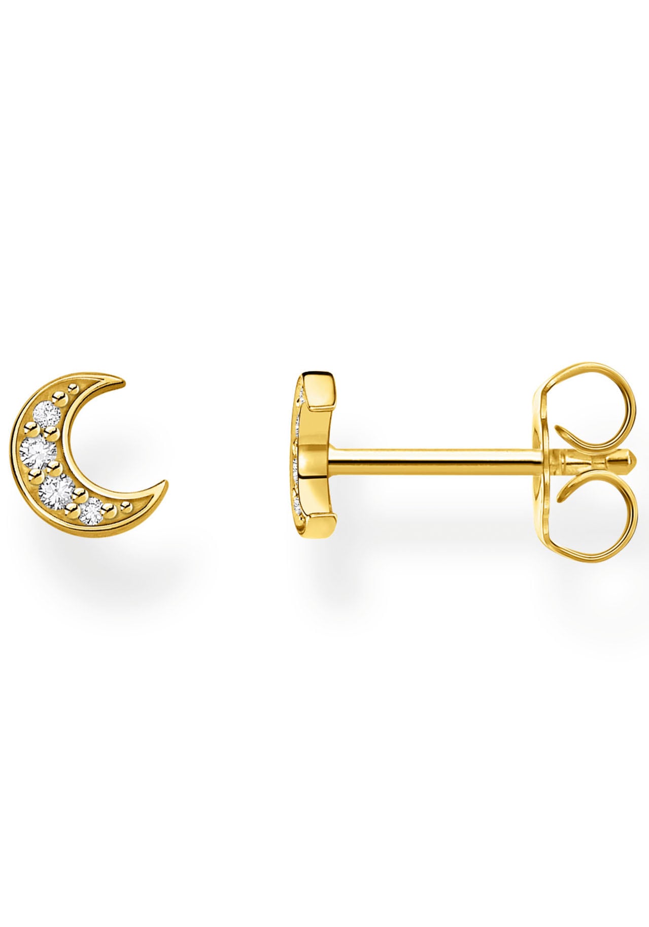 THOMAS SABO Single-Ohrstecker »Mond pavé gold, Mond pavé silber, H2133-051-14, H2133-414-14«, mit Zirkonia (synth.)
