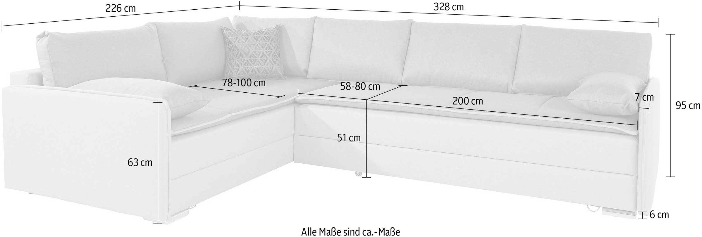 INOSIGN Ecksofa »Dream L-Form«, mit Federkern, mit Bettfunktion und Bettkasten