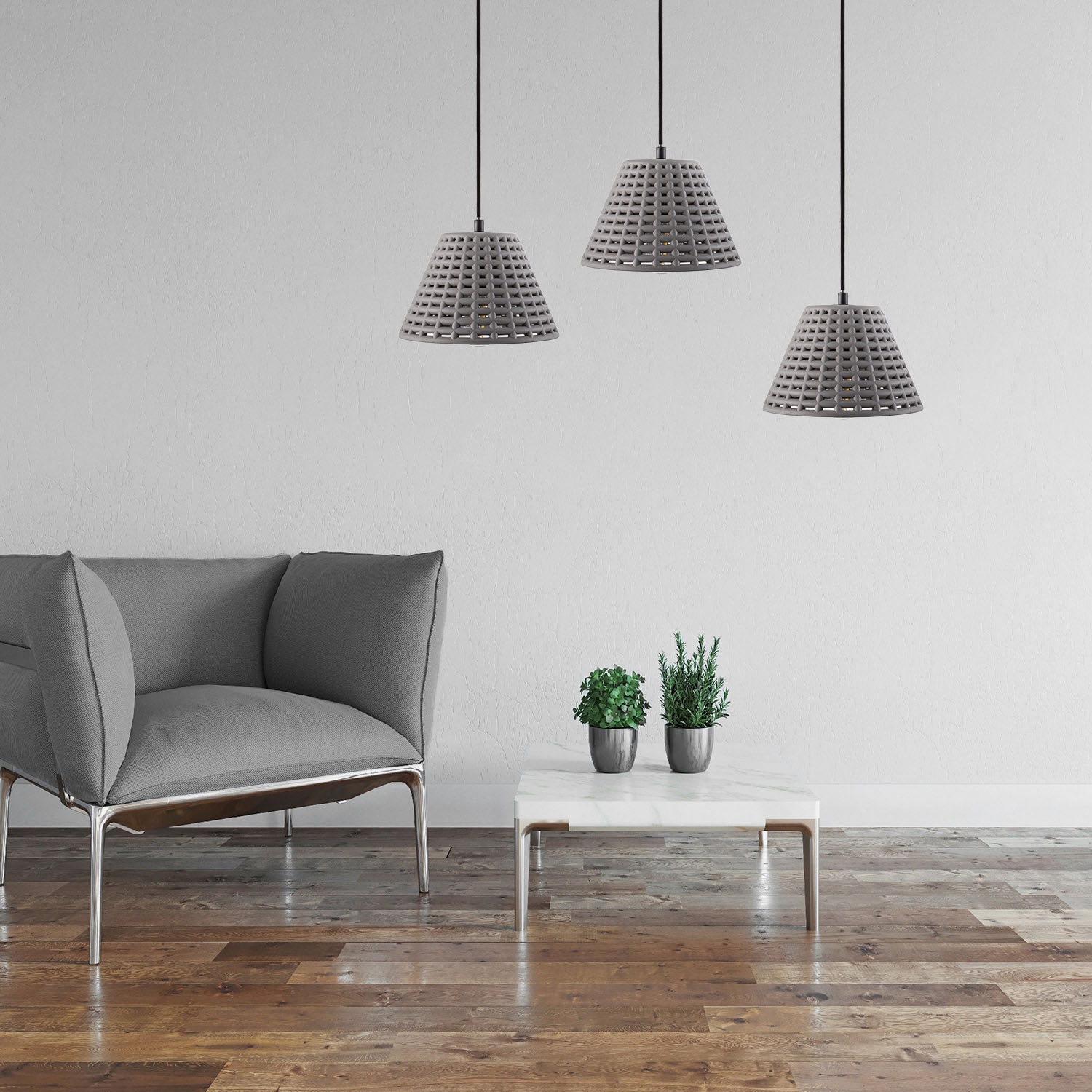 Paco Home Pendelleuchte »GITTA«, 1 flammig, Leuchtmittel E27 | ohne Leuchtmittel, Hängelampe LED, E27 Gitter Lampe Wohnzimmer Esszimmer Küche Beton