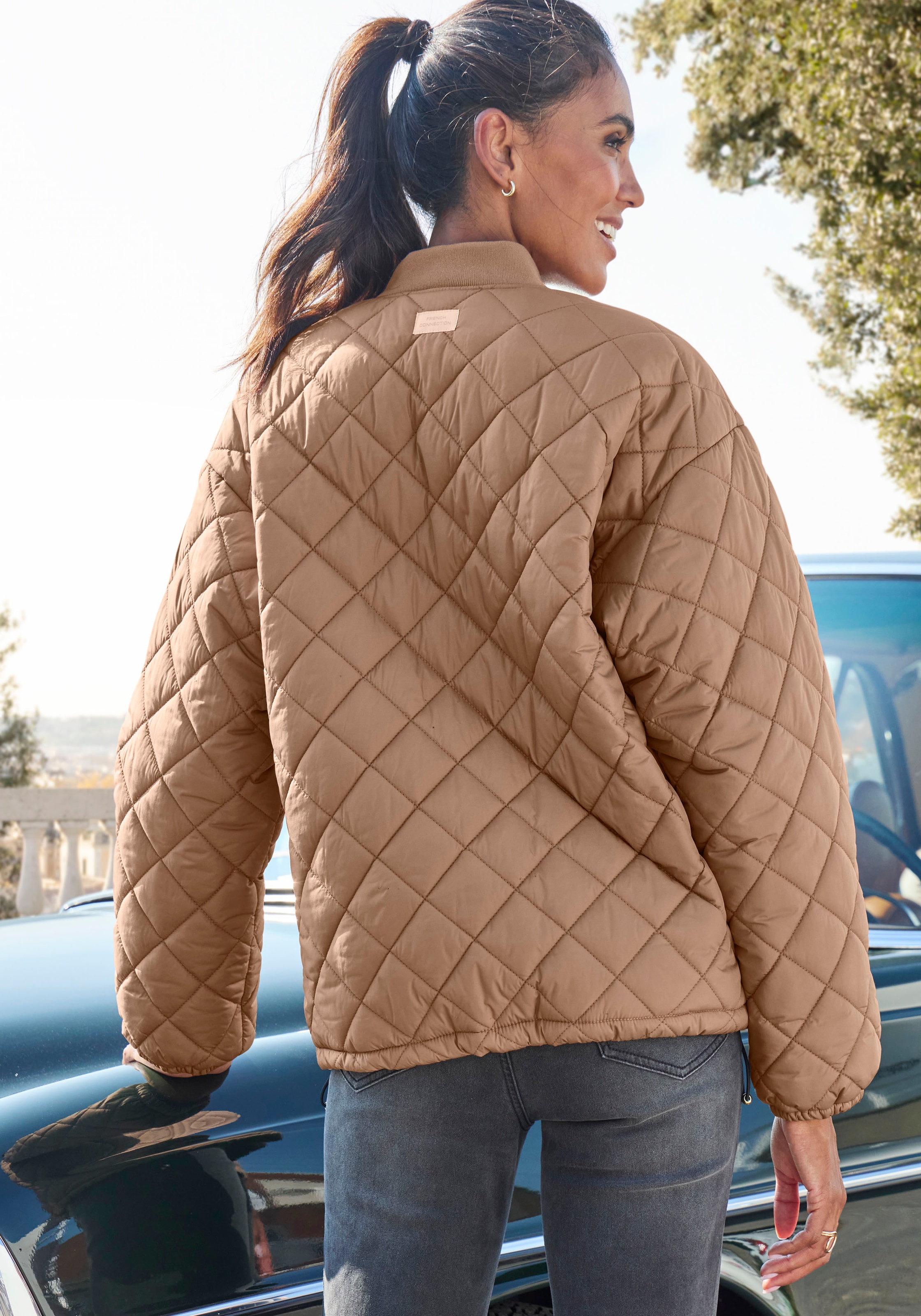 French Connection Steppjacke, mit geripptem Stehkragen