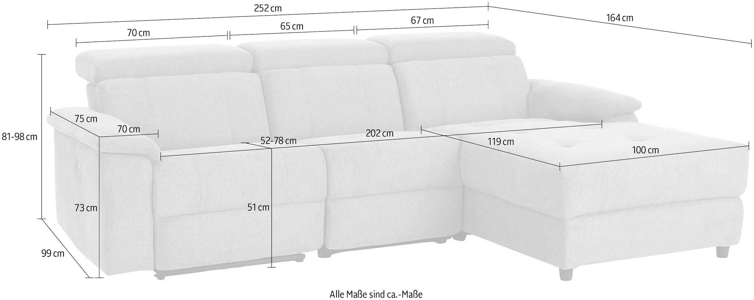 Home affaire Ecksofa »Binado, L-Form,« mit manueller oder elektrischer Relaxfunktion mit USB-Anschluss