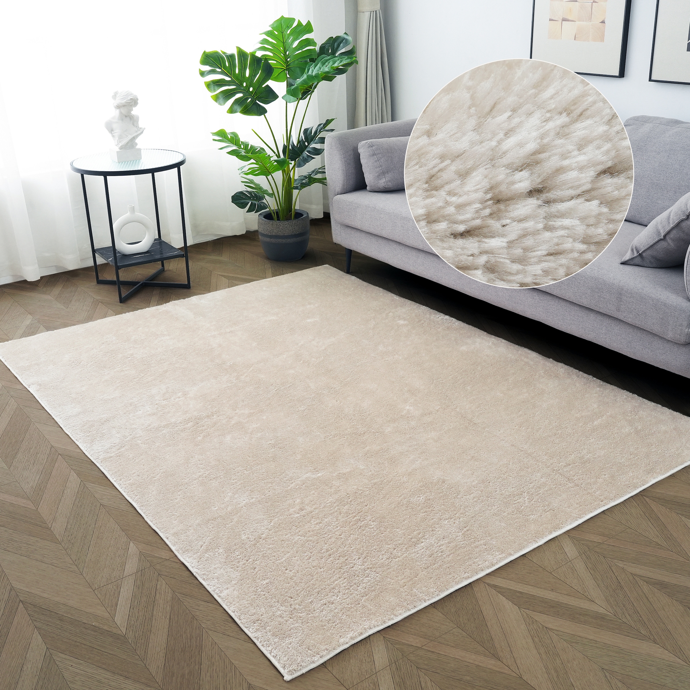 my home Teppich »Cali, weich, modern, waschbar« rechteckig 16 mm Höhe Uni-Farben, kuschelig, & weich, Wohnzimmer, Schlafzimmer, Esszimmer