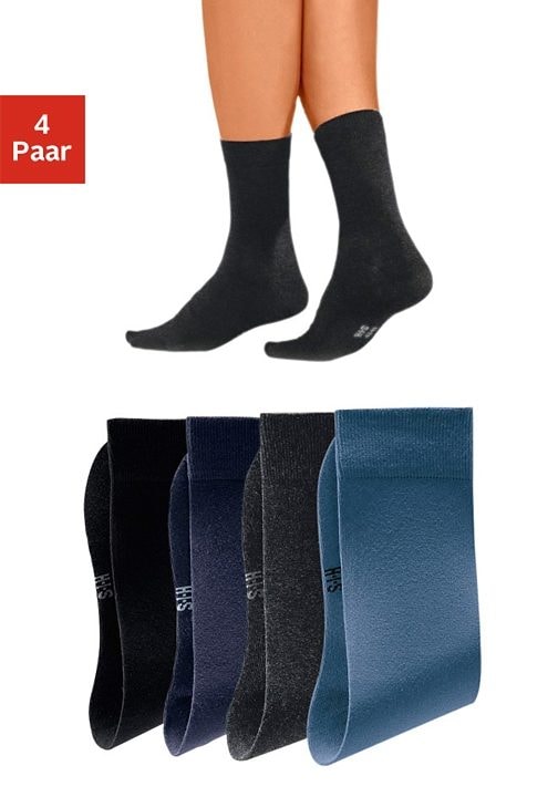 H.I.S Basicsocken, (Packung, 4 Paar), mit hohem Baumwollanteil