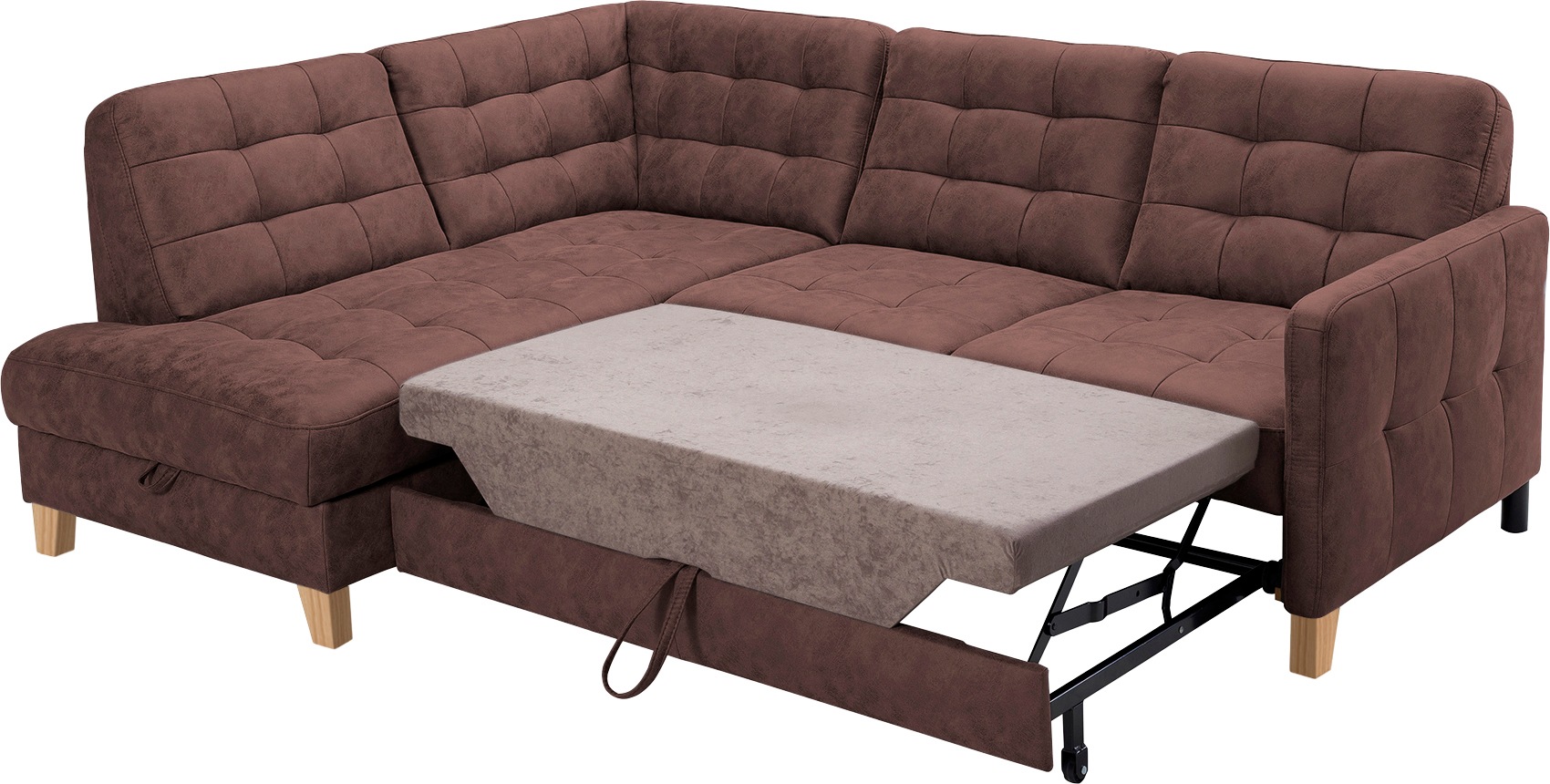 exxpo - sofa fashion Ecksofa »Elio, kompakt und komfortabel, bequem, zeitloses Design, L-Form«, wahlweise mit Bettfunktion und Bettkasten