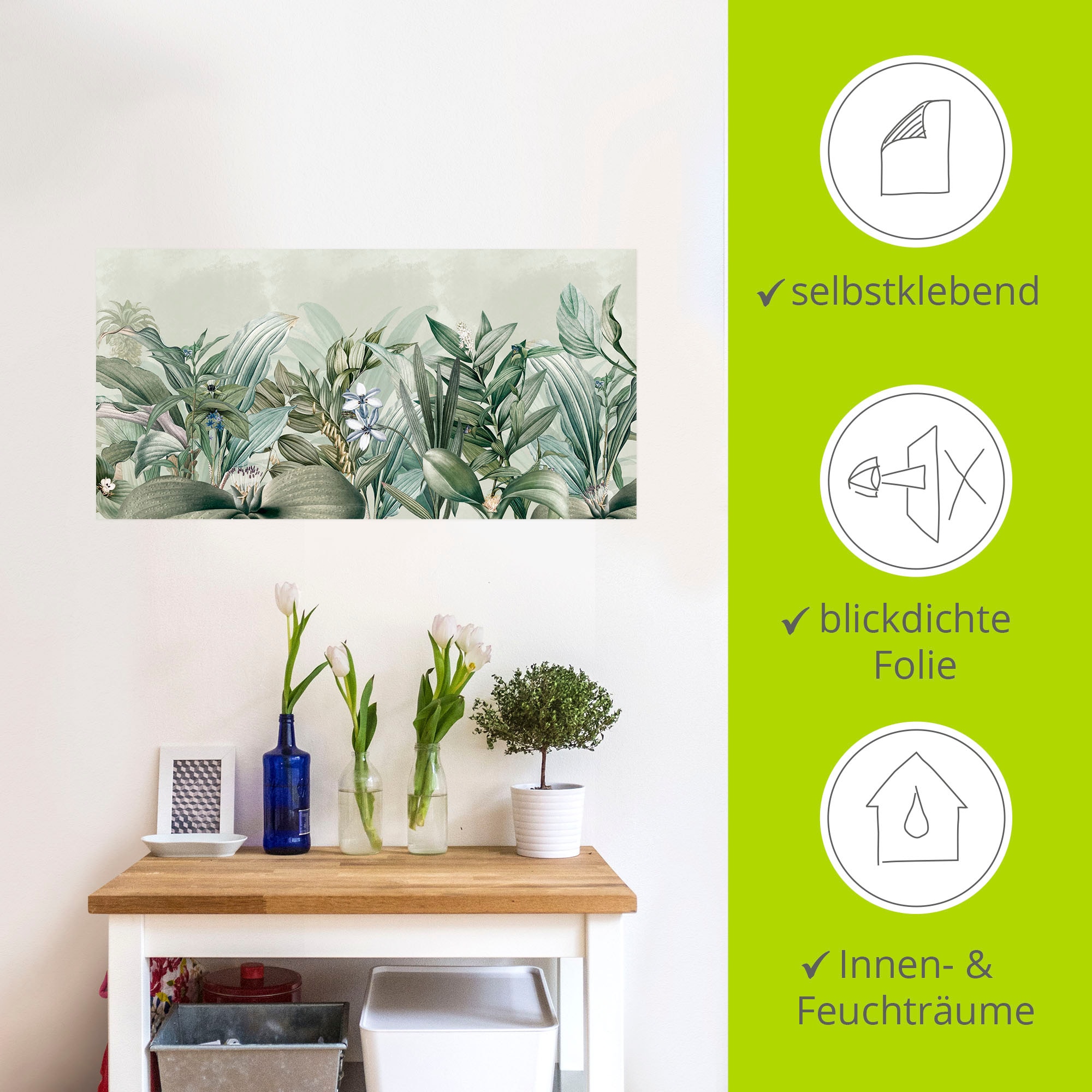 Artland Wandbild »Exotischer Floral Garten Landschaft« Blumenwiese 1 Stk. tlg. als Alubild, Leinwandbild, Poster, Wandaufkleber in verschied. Größen