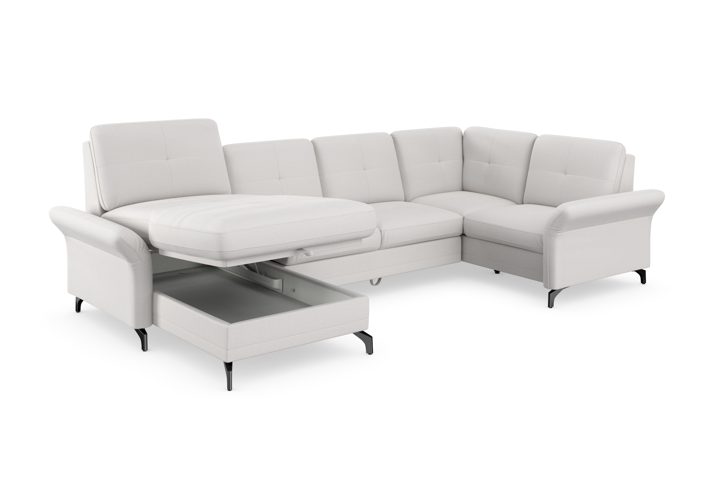 Places of Style Wohnlandschaft »Calando U-Form«, wahlweise mit Bettfunktion, Bettkasten und Armteilfunktion