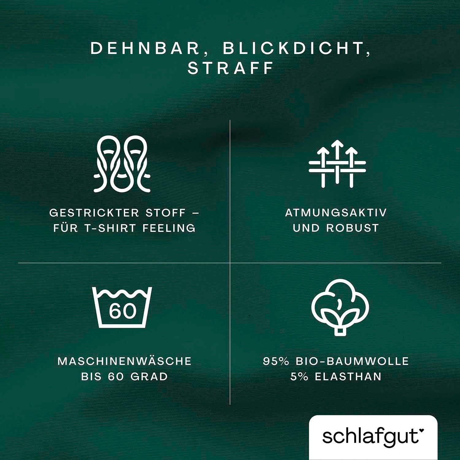 Schlafgut Spannbettlaken »PURE Bio-Baumwolle mit Elasthan, dehnbar blickdicht, straff, Bettlaken«, PREMIUM Laken für Matratzen bis 30cm Höhe, in 90x200, 140x200, 180x200