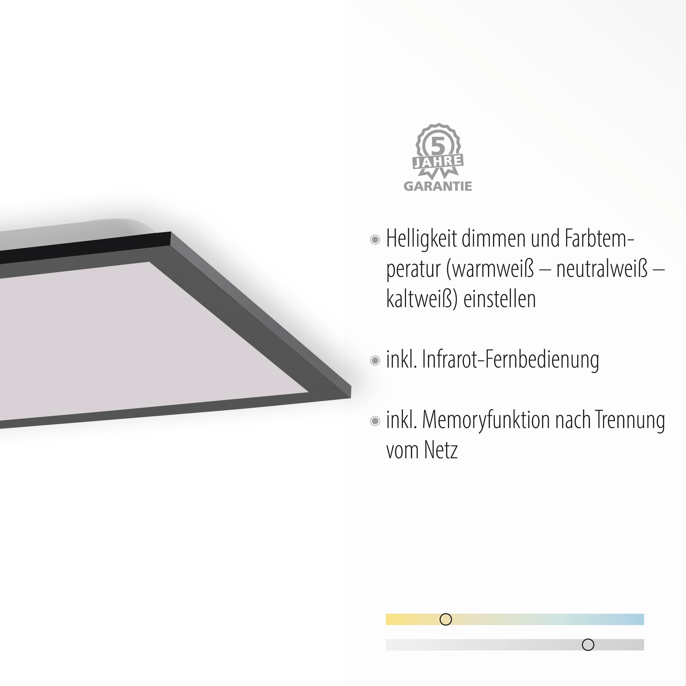 JUST LIGHT LED Deckenleuchte »FLAT«, 1 flammig, Leuchtmittel LED-Board | LED fest integriert, dimmbar über Fernbedienung