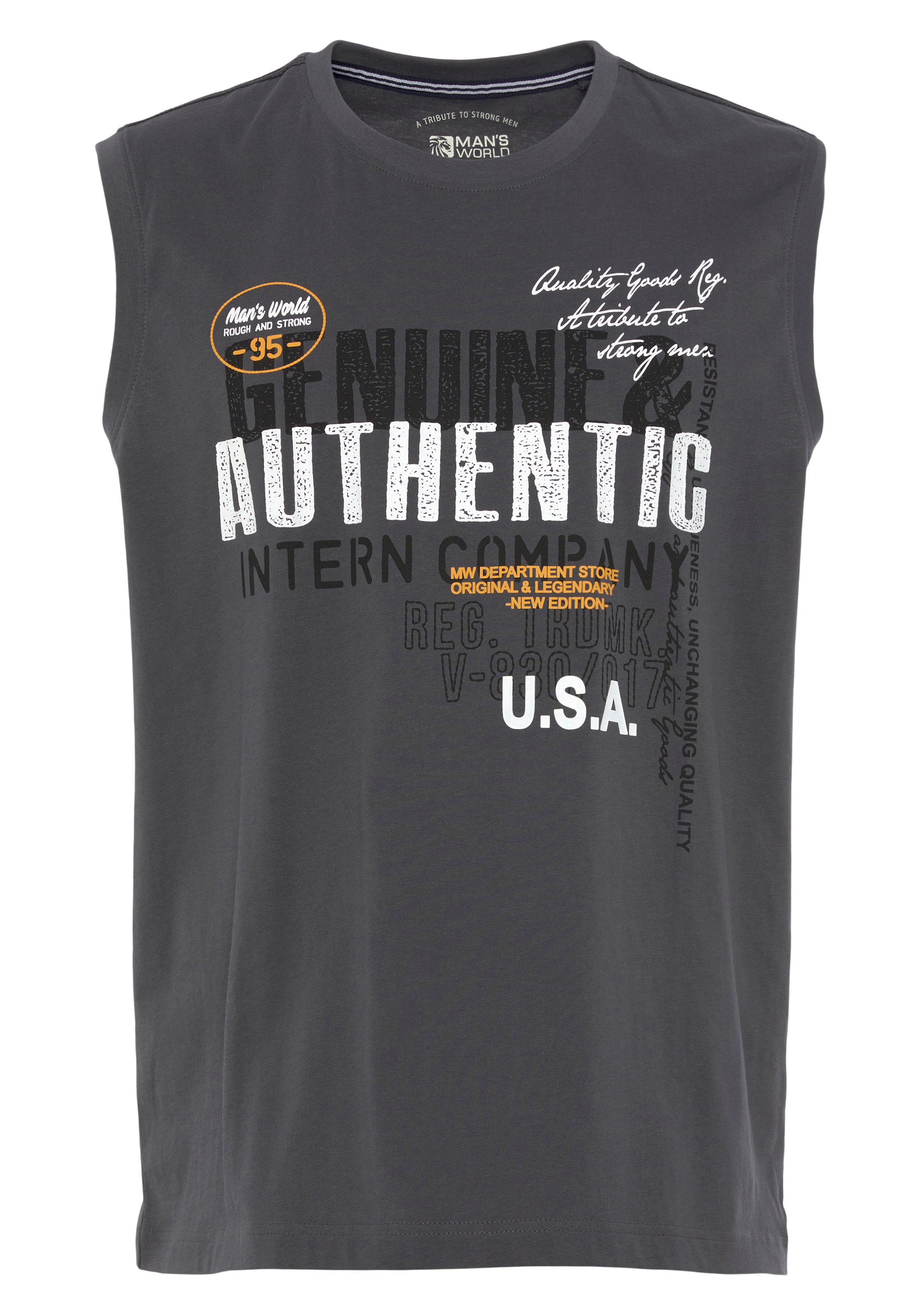 Man's World Muscleshirt, ohne Ärmel, bedruckt, Rundhalsausschnitt, aus Baumwolle