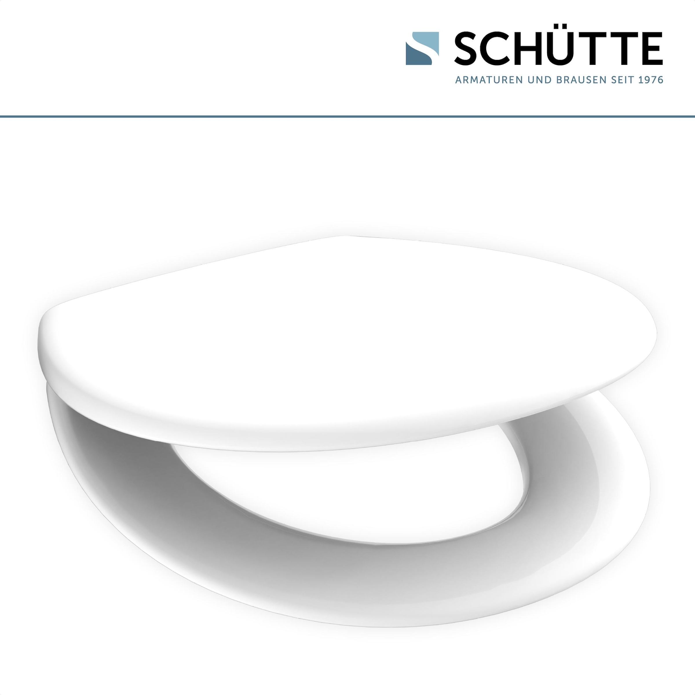 Schütte WC-Sitz »Duroplast, WHITE«, (WC-Sitz, Befestigungsmaterial, Montageanleitung), mit Absenkautomatik und Schnellverschluss, inklusive Duftstein