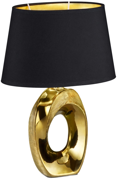 TRIO Leuchten Schreibtischlampe »Taba«, 1 schwarz/gold kaufen golfarbig, in Tischlampe Nachttischlampe, online Stoffschirm bei OTTO flammig-flammig