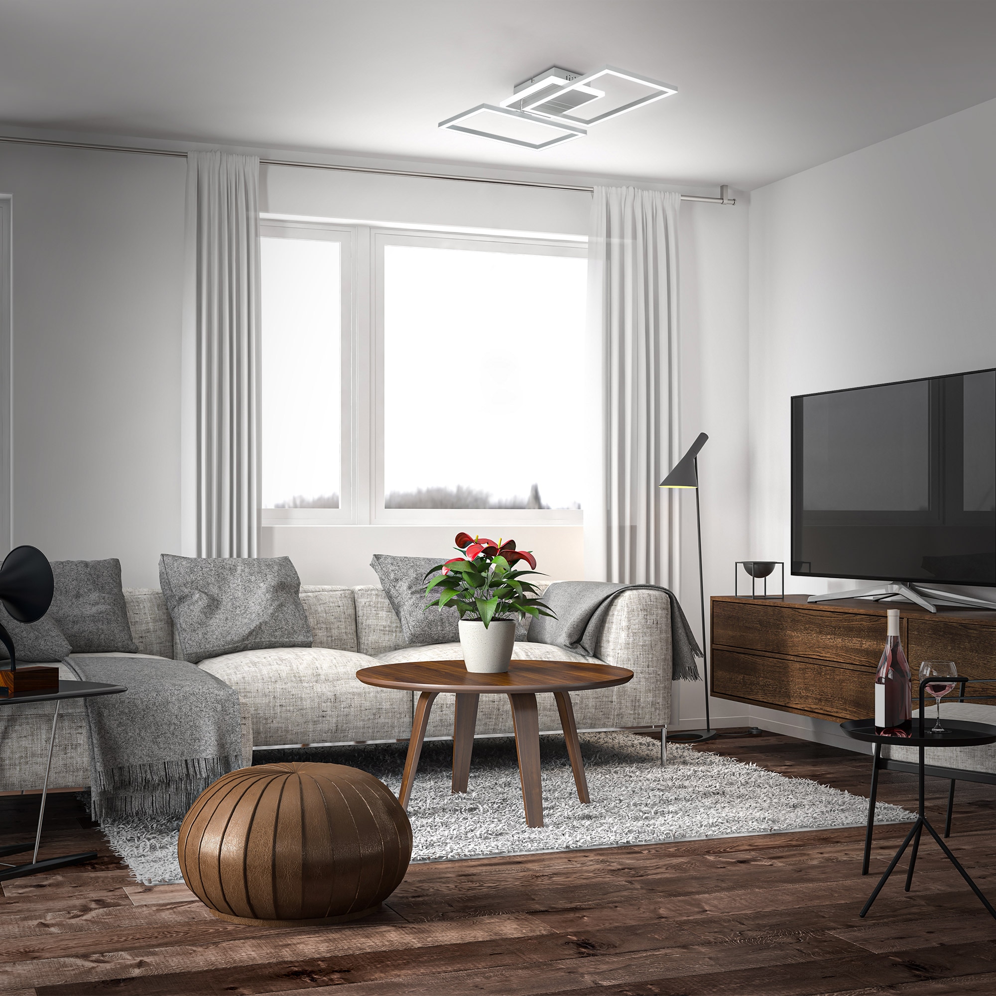 B.K.Licht LED Deckenleuchte »BKL1440 LED Deckenlampe, einstellbare Farbtemperatur, LED Lampe« LED-Modul 1 Stk. Neutralweiß 2700K - 6500K, 4.200Lm, 40W, 50x38,8x8 cm, Chrom-Alu