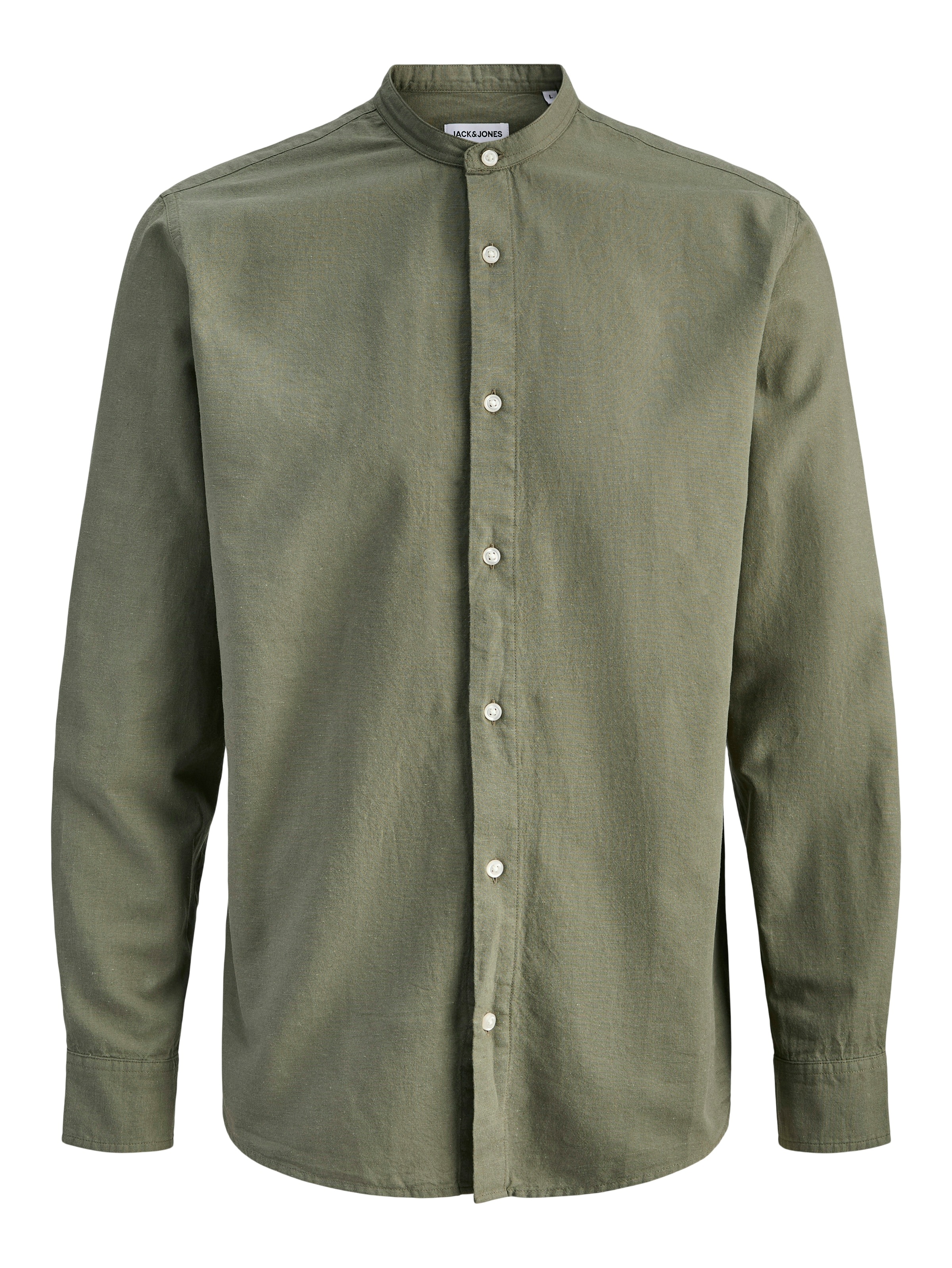 Jack & Jones Langarmhemd »JJEBREEZE LINEN BLEND BAND SHIRT L/S SN« mit Stehkragen