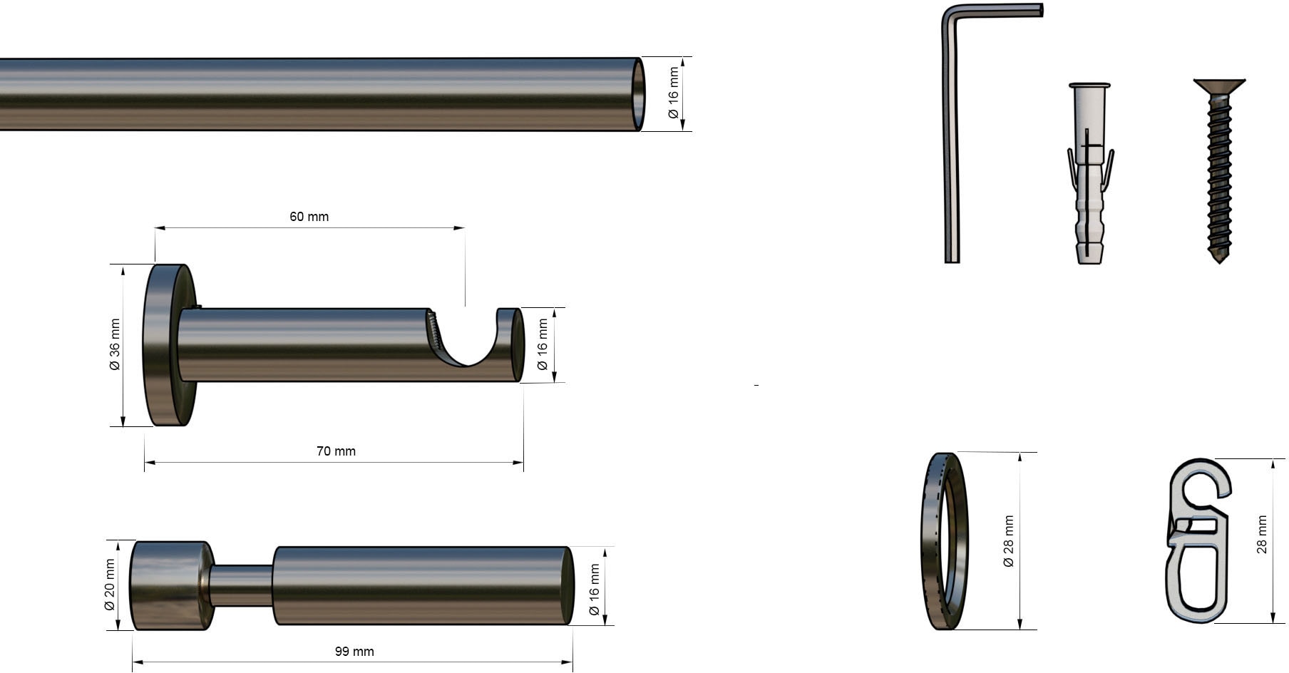 indeko Gardinenstange »Kimberley« 1 läufig-läufig Wunschmaßlänge