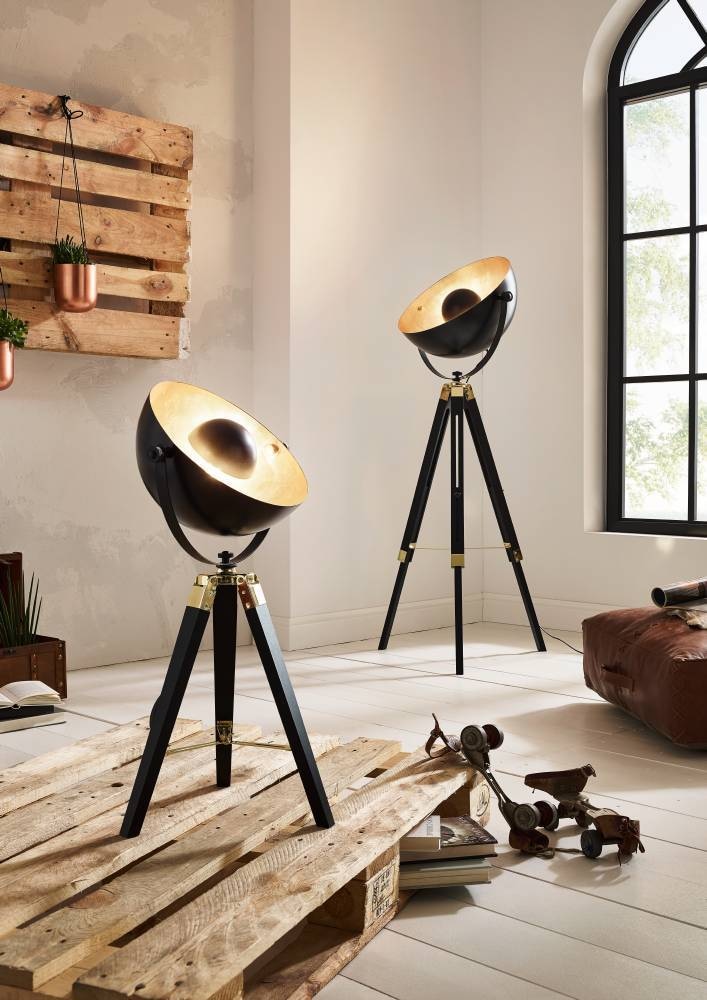 EGLO Tischleuchte »COVALEDA«, 1 flammig, Leuchtmittel E27 | ohne Leuchtmittel, Tischleuchte, in Schwarz, Gold und Messing, Lampe mit Schalter, E27
