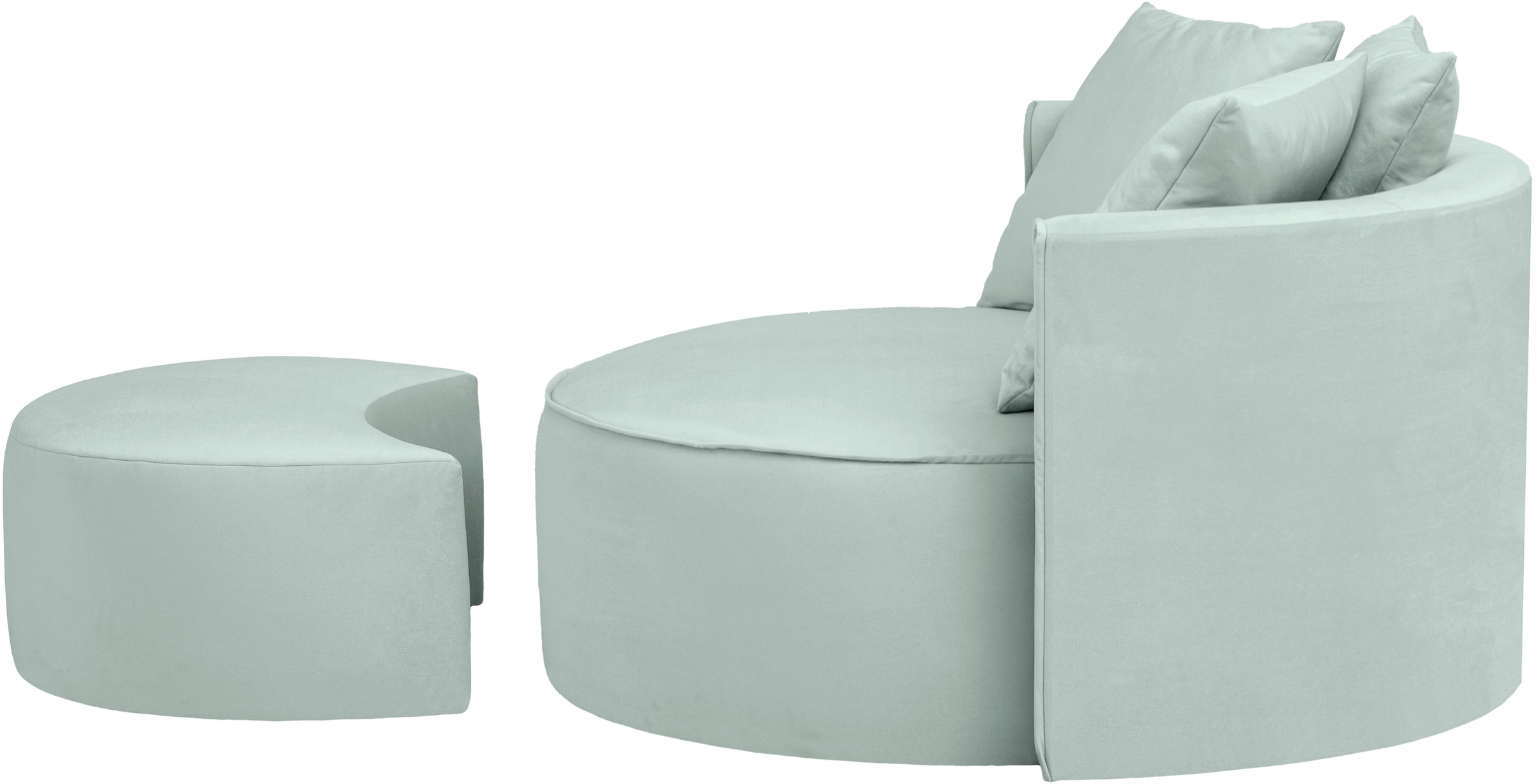 LeGer Home by Lena Gercke XXL-Sessel »ISALIE, Rundsessel mit Hocker, Lesesessel, Loveseat, Big-Sessel«, (Set), trendige Stoffe, 3 Zierkissen, große Sitzfläche, Cord, Samt, Bouclé