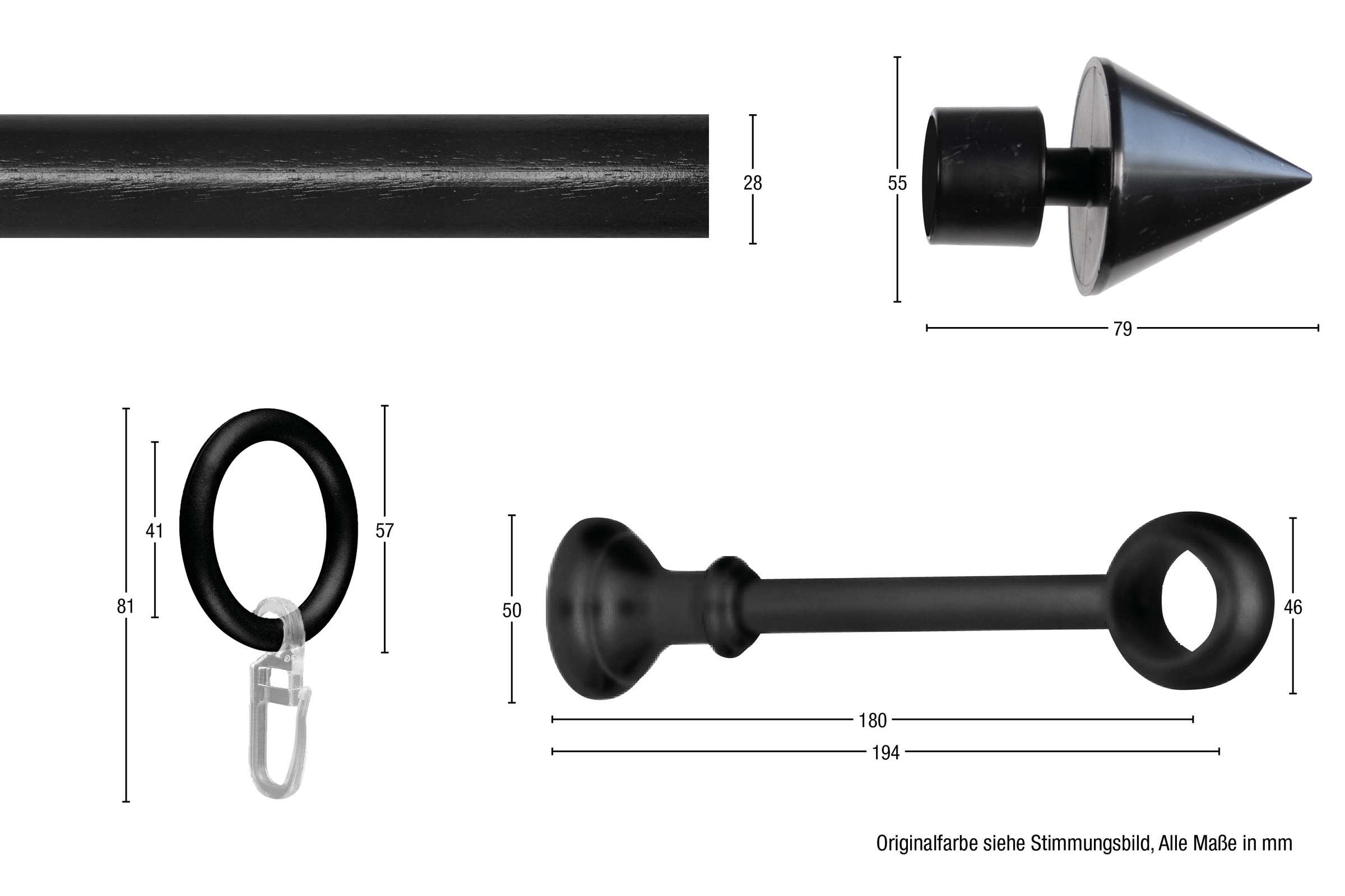 GARESA Gardinenstange »SEMARA« Ø 28 mm 1 läufig-läufig Wunschmaßlänge Vorhanggarnitur, Kunststoff, verlängerbar, mit Ringe/2 Lauf Gleiter