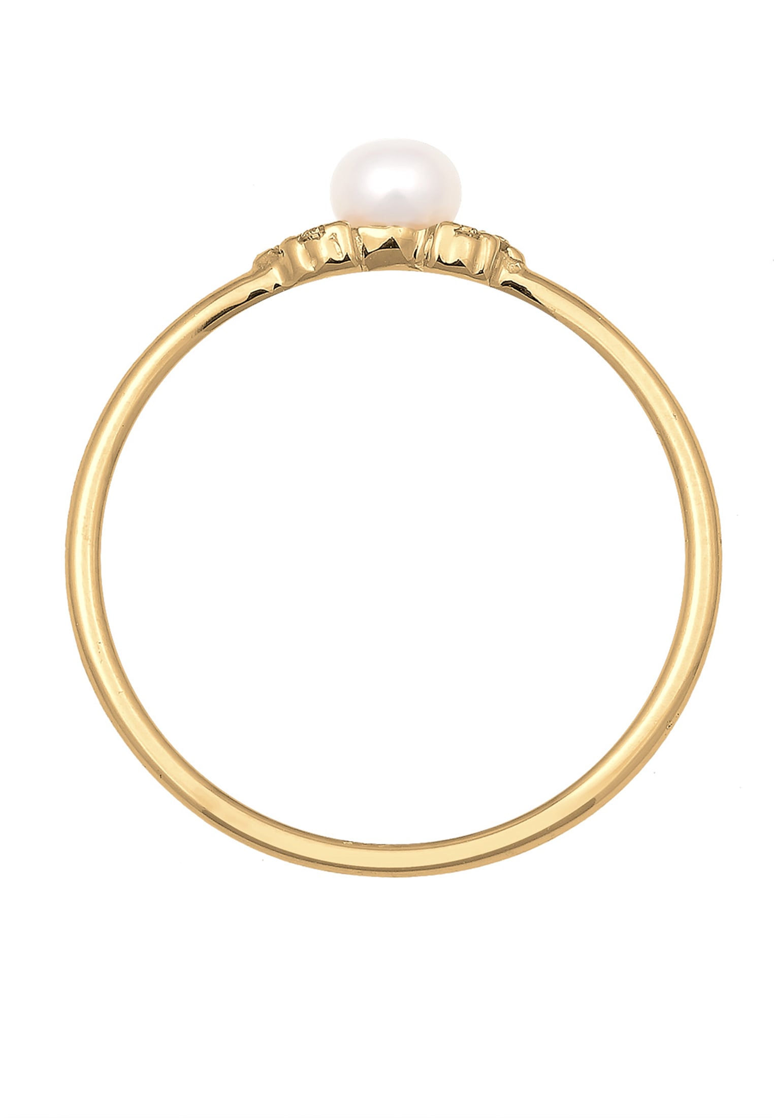 Elli DIAMONDS Verlobungsring »Ring Süßwasserperle Diamant Brillantschliff (0.03 ct) 585 Gelbgold«