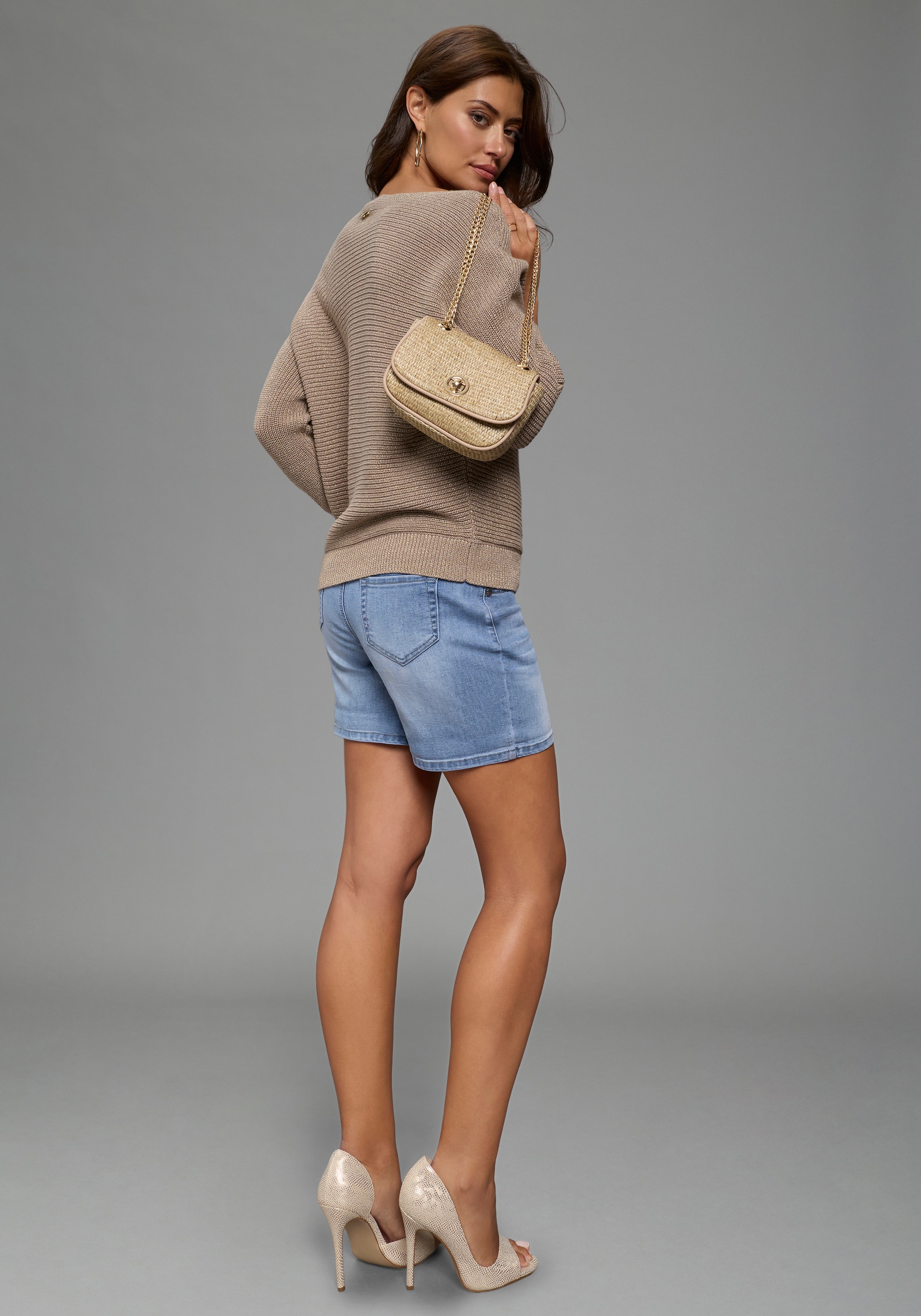 Laura Scott 3/4 Arm-Pullover mit Glitzergarn und lässigem Schnitt