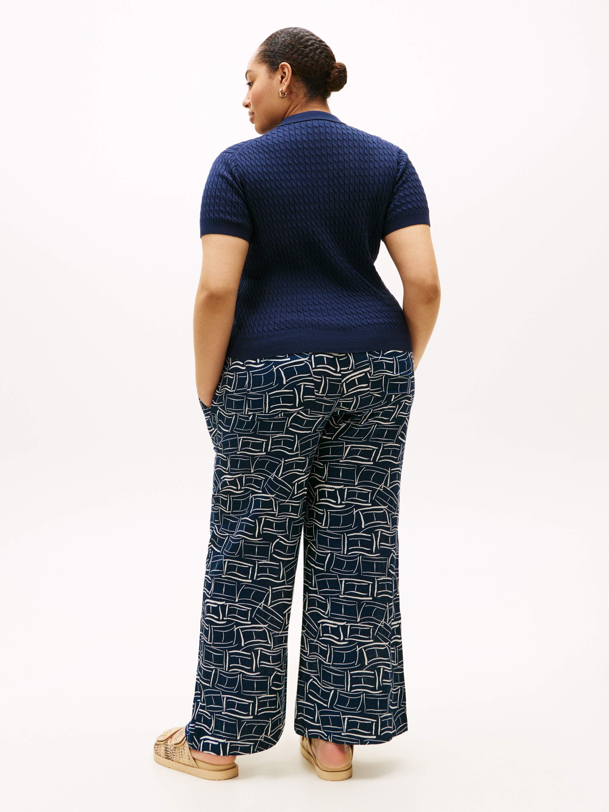 Tommy Hilfiger Curve Polokragenpullover »CRV CO CABLE FINE GG POLO S/S« in großen Größen, mit Zopfmuster