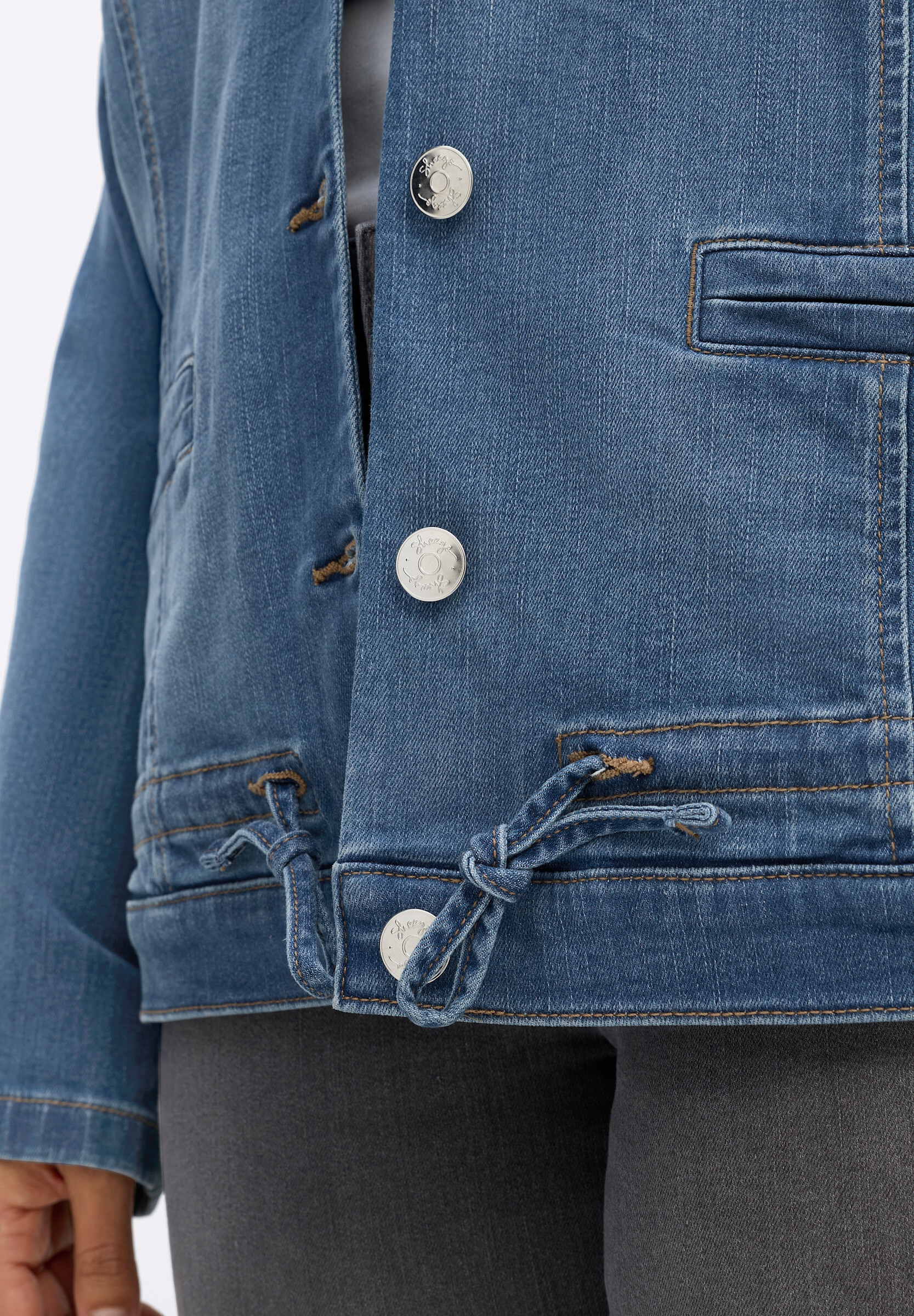 Sheego Jeansblazer »Jeansblazer Jeansblazer mit Kordelzug am Saum«